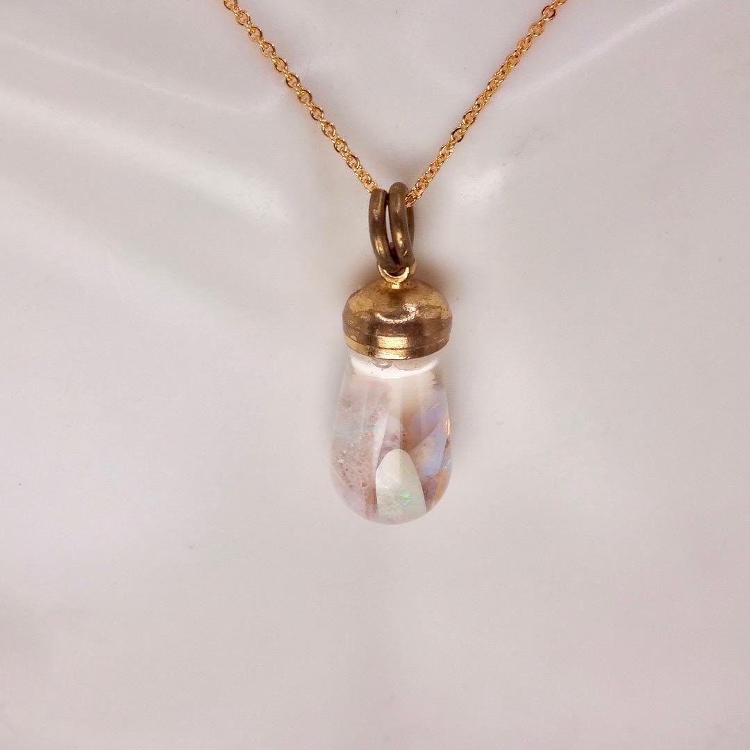 Vintage White Floating Opal Choker Gold Filled Chain Necklace Choker