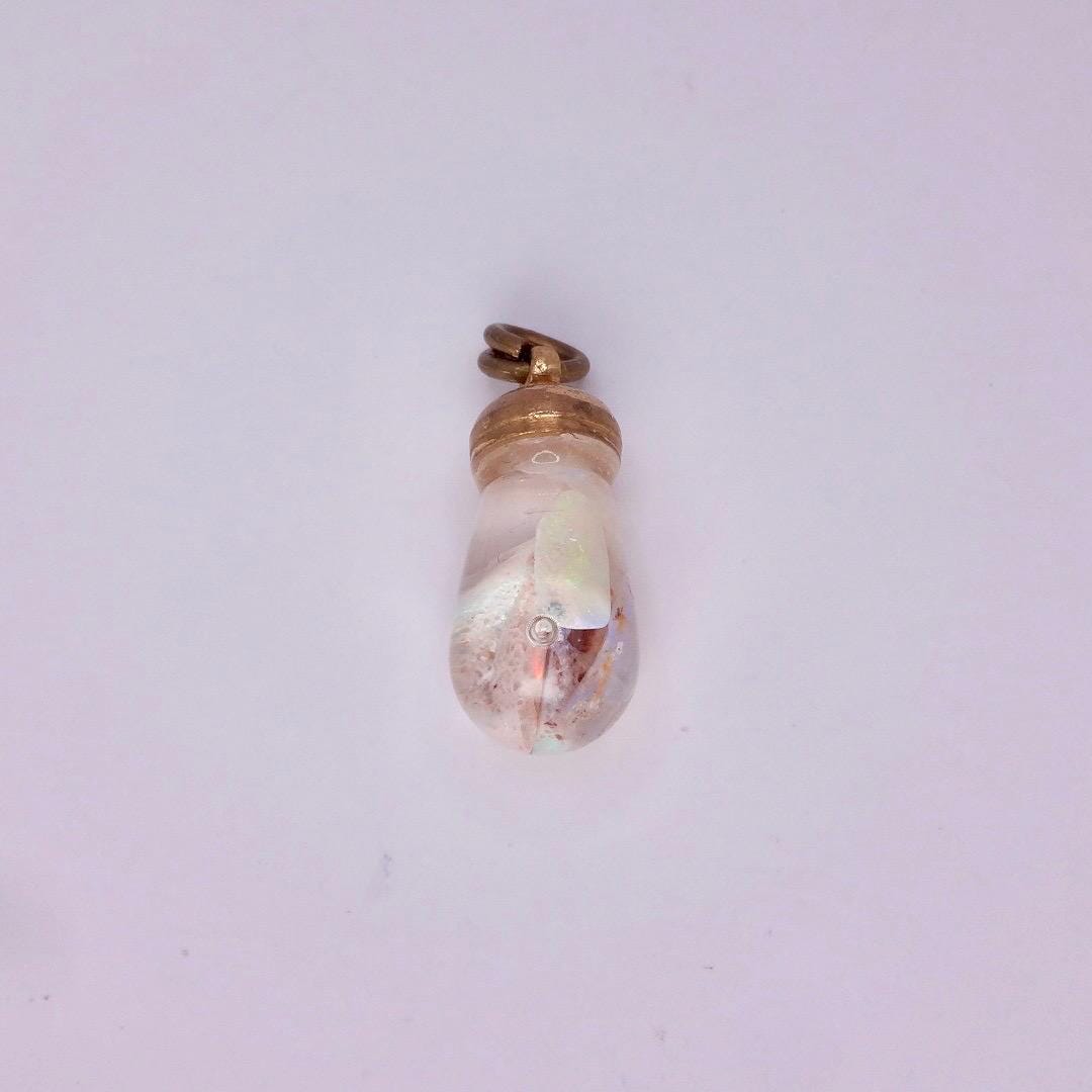 Vintage White Floating Opal Choker Gold Filled Chain Necklace Choker
