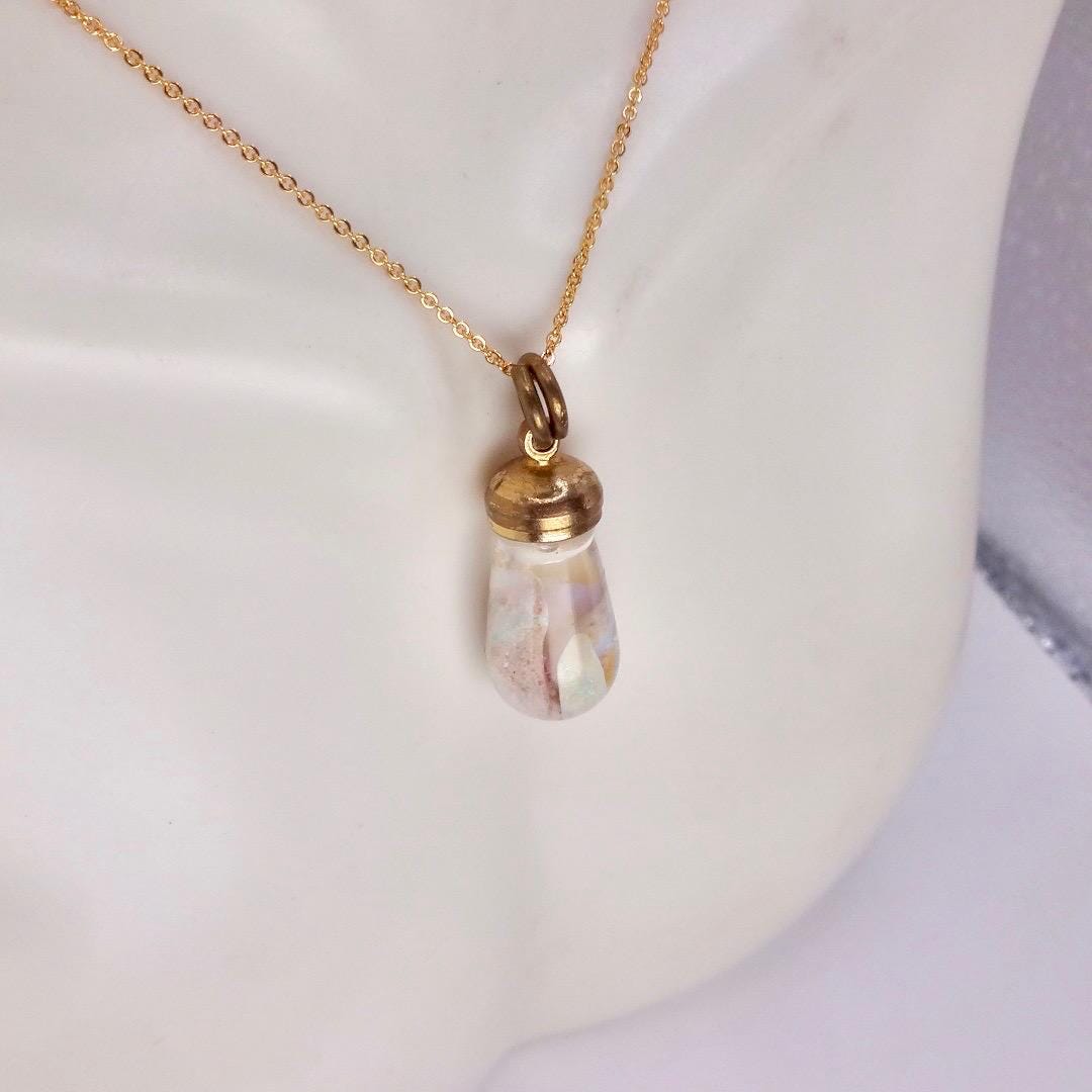 Vintage White Floating Opal Choker Gold Filled Chain Necklace Choker