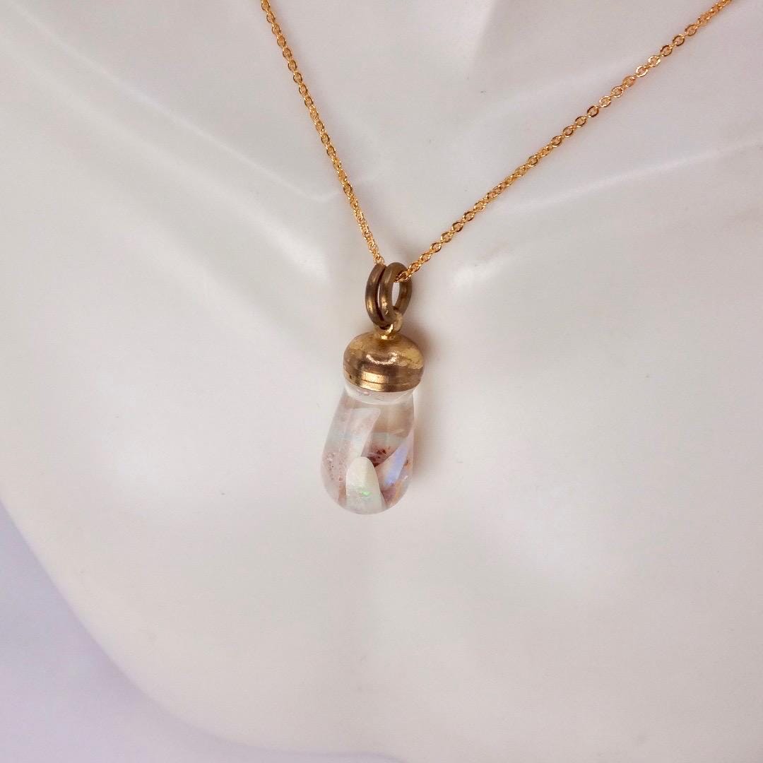 Vintage White Floating Opal Choker Gold Filled Chain Necklace Choker
