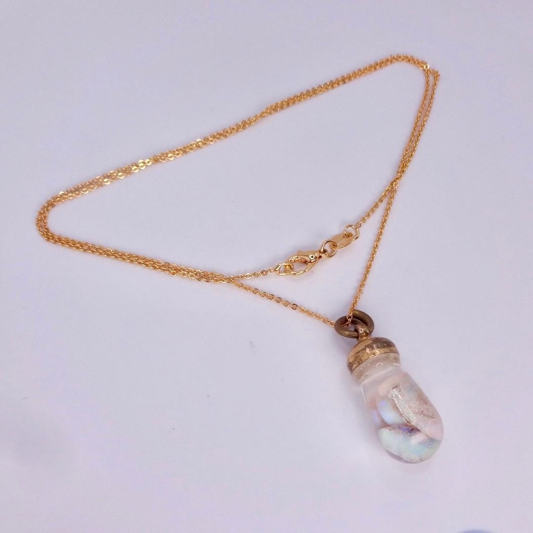 Vintage White Floating Opal Choker Gold Filled Chain Necklace Choker