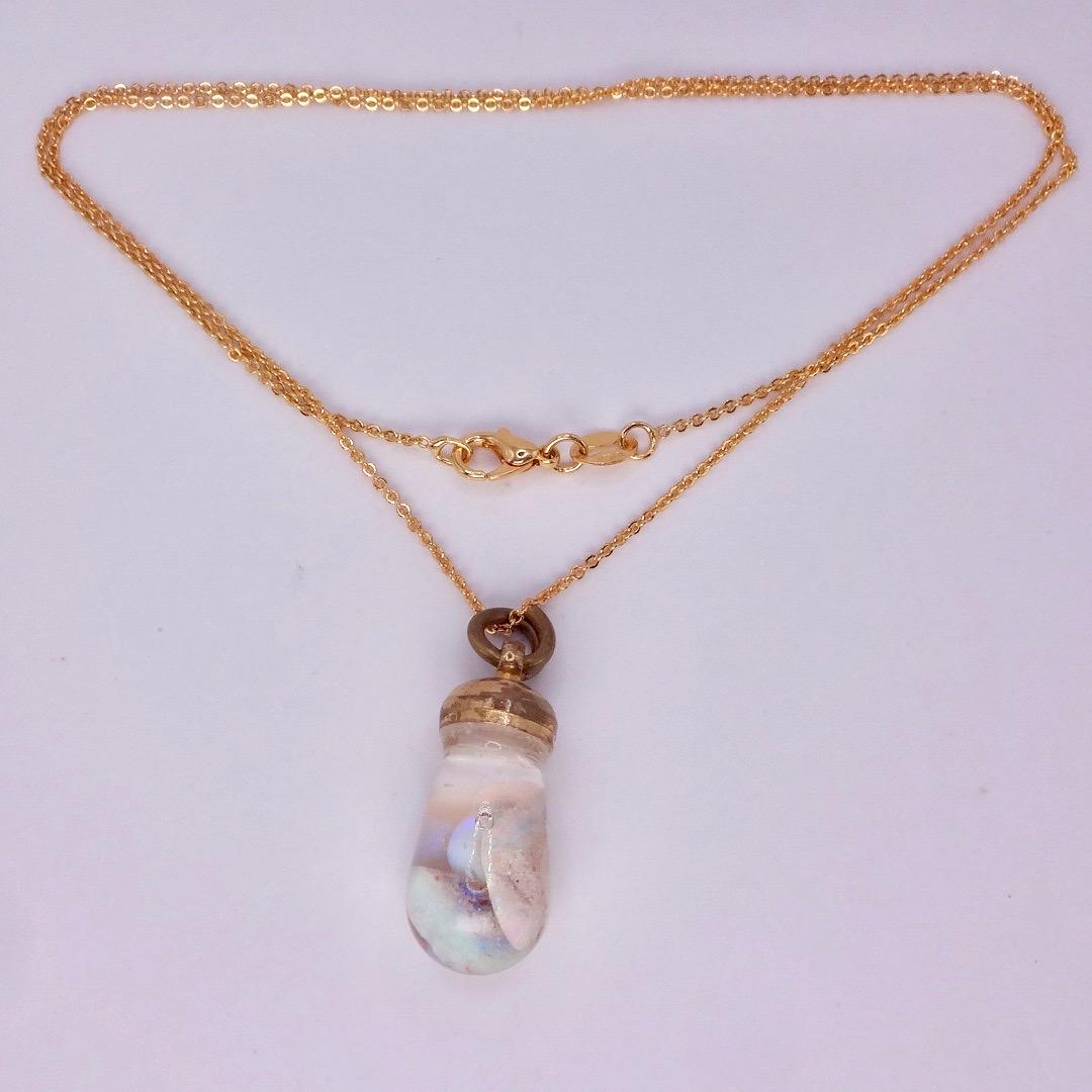 Vintage White Floating Opal Choker Gold Filled Chain Necklace Choker