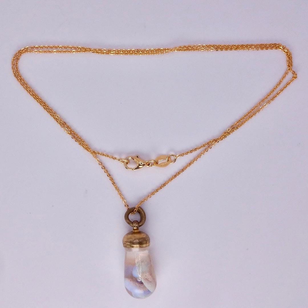Vintage White Floating Opal Choker Gold Filled Chain Necklace Choker