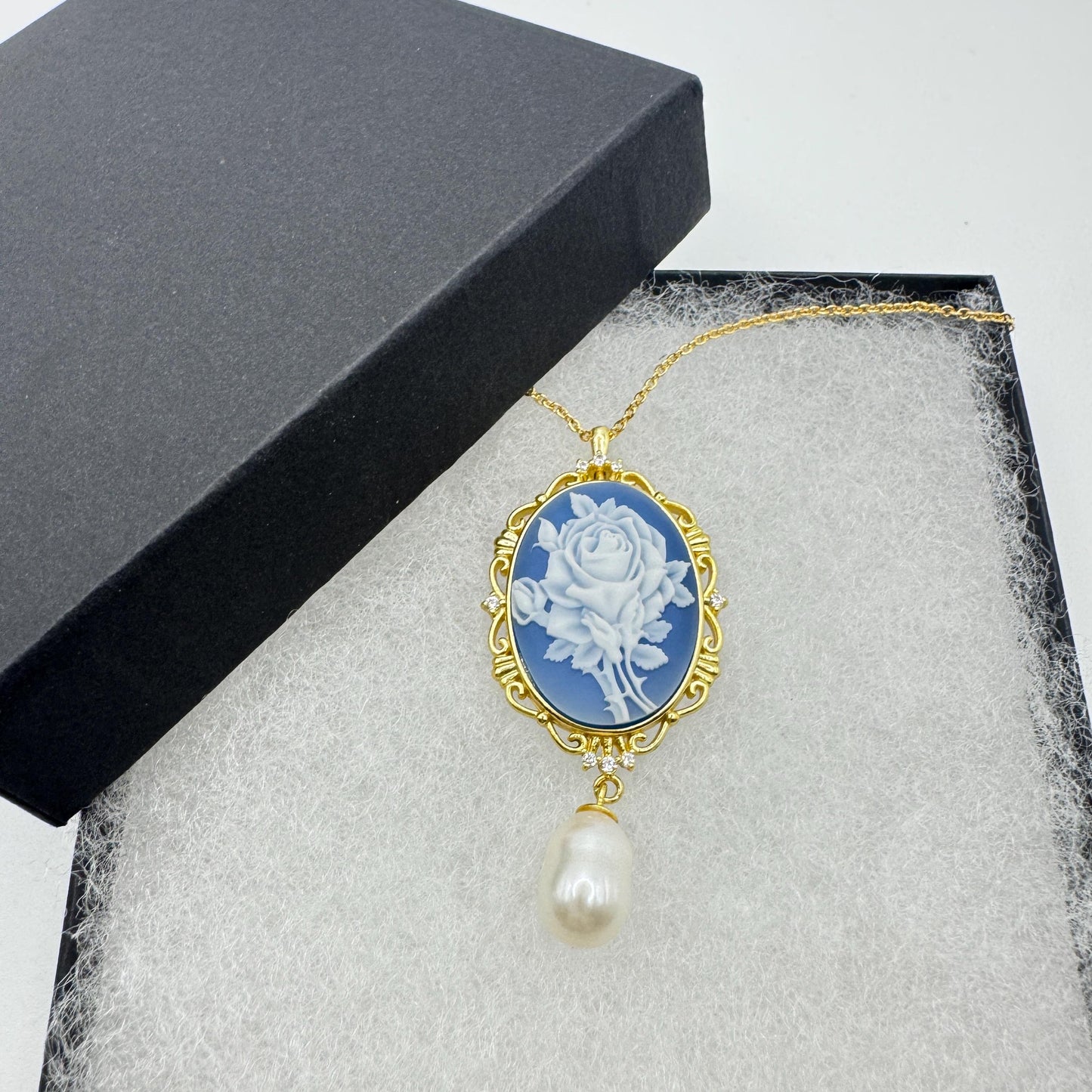Vintage Rose Flower Cameo Yellow Golden 925 Sterling Silver Necklace Choker