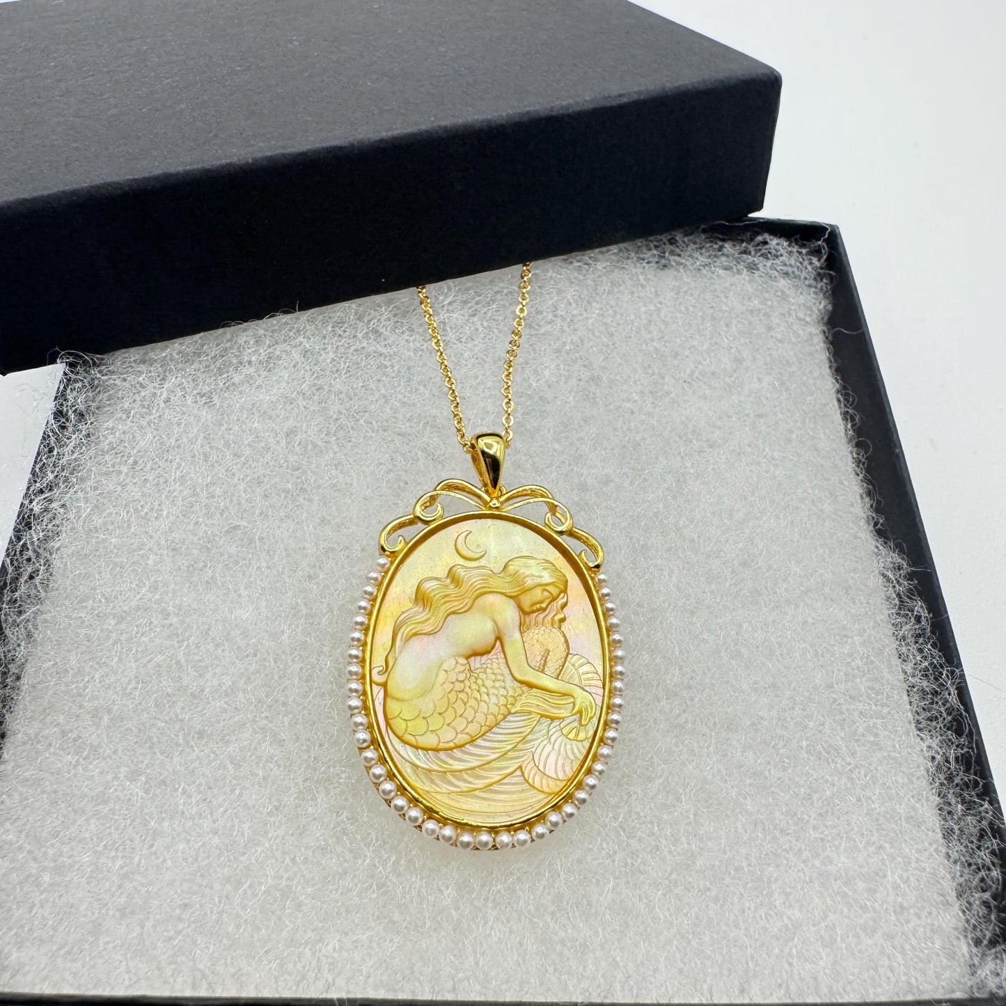 Vintage Cameo Mermaid 925 Sterling Silver Necklace Choker