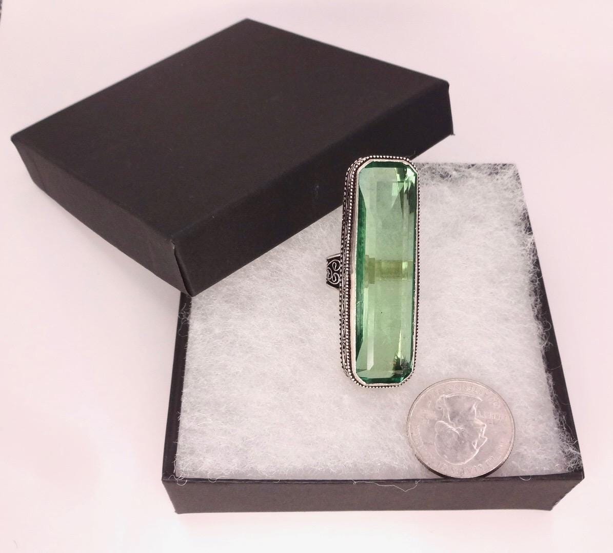 Vintage Green Antique Glass Cocktail Statement Ring