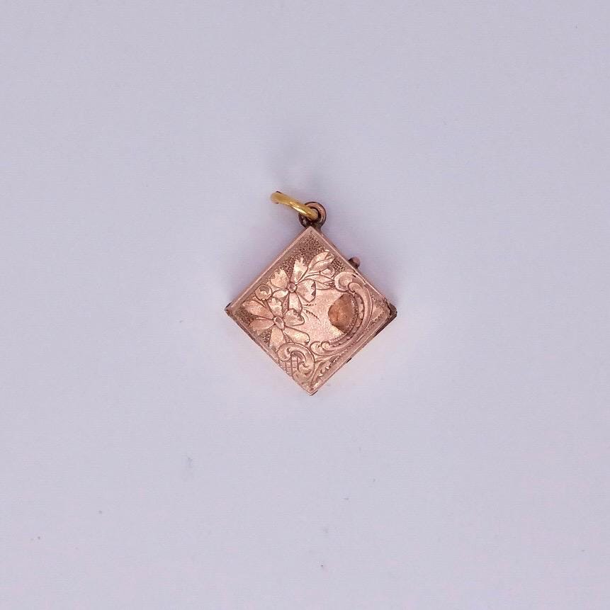 Vintage Locket Choker Golden Filled Deco Etched Necklace