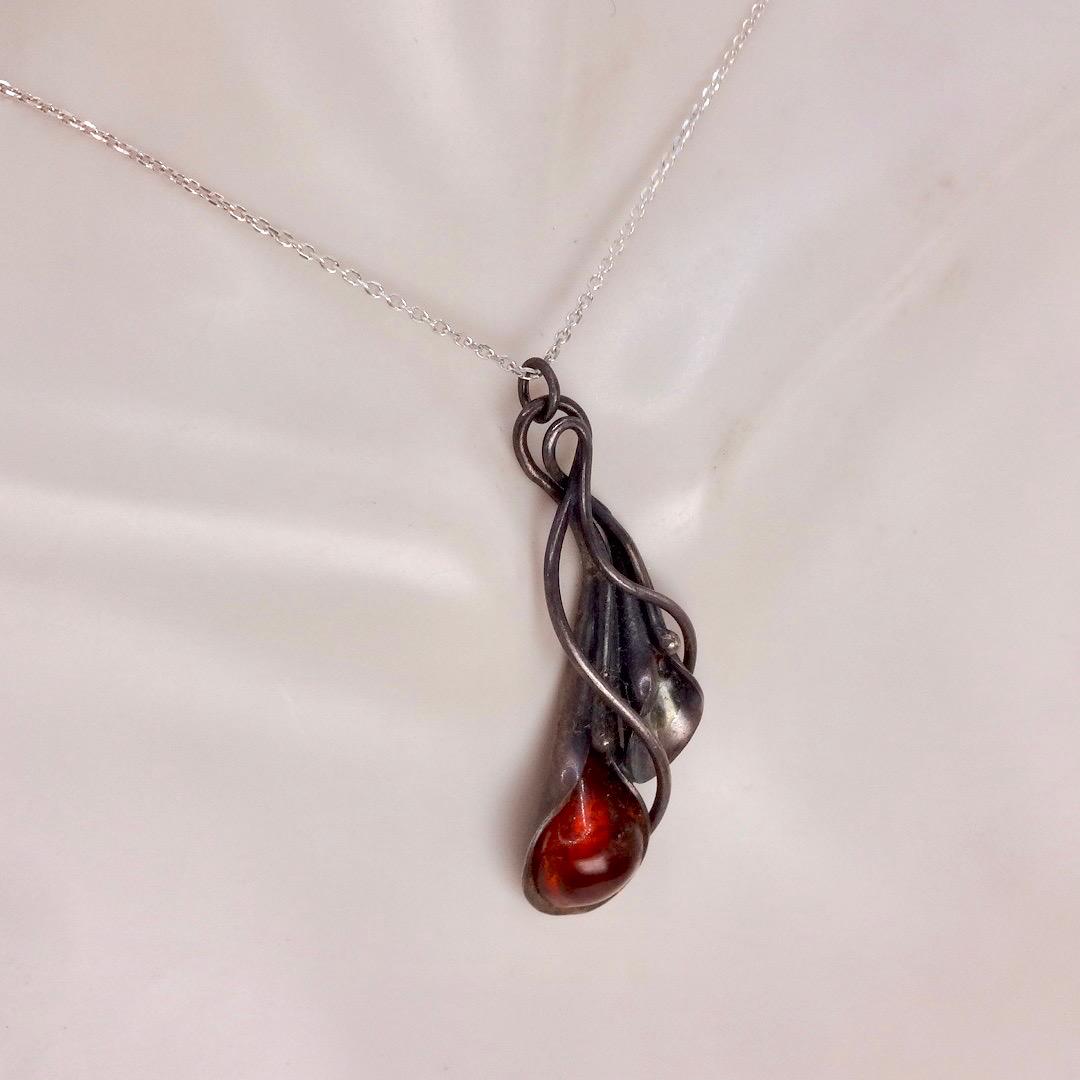Vintage Baltic Resin 925 Sterling Silver necklace