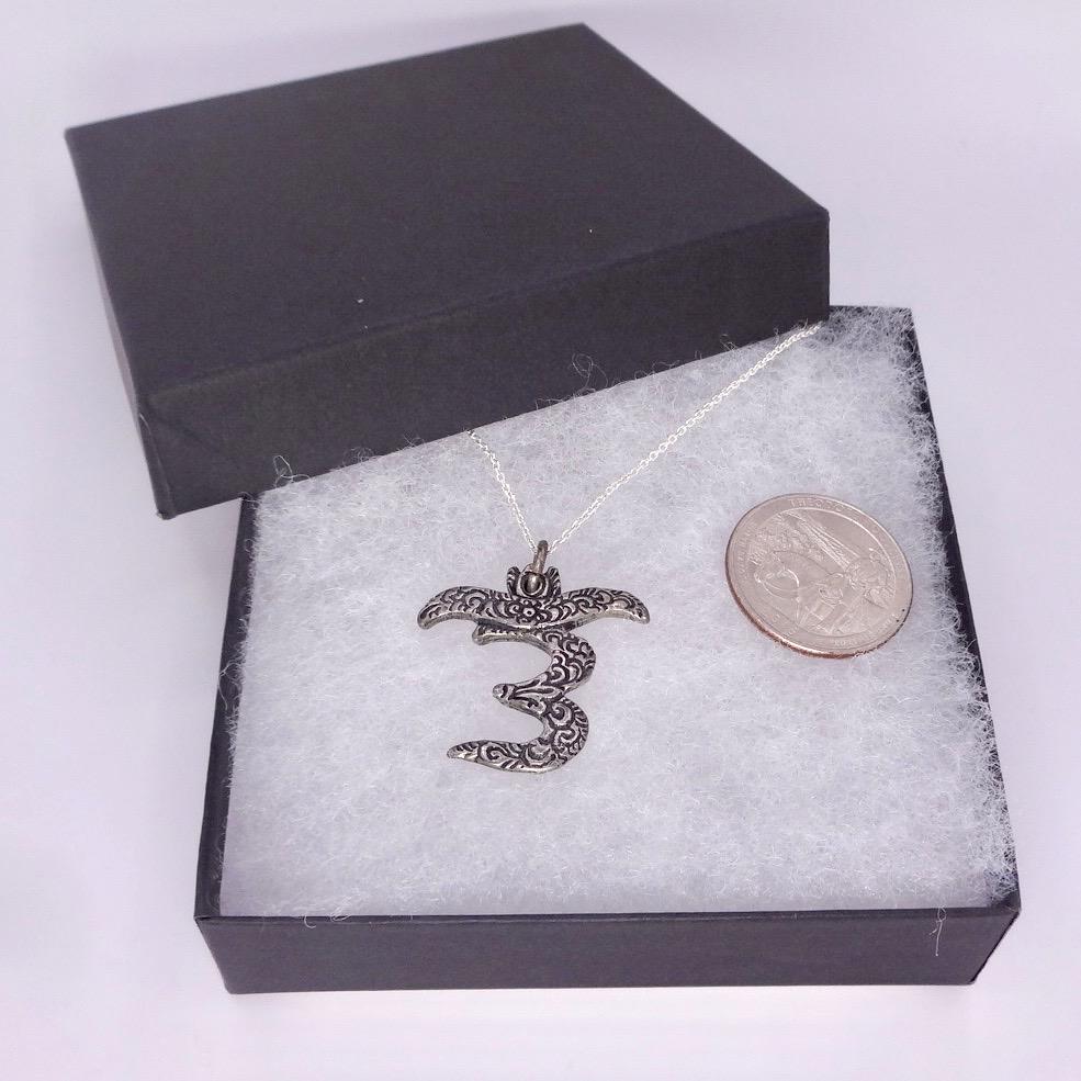 Vintage Ohm Shanti Silver Bronze Velvet Choker Necklace