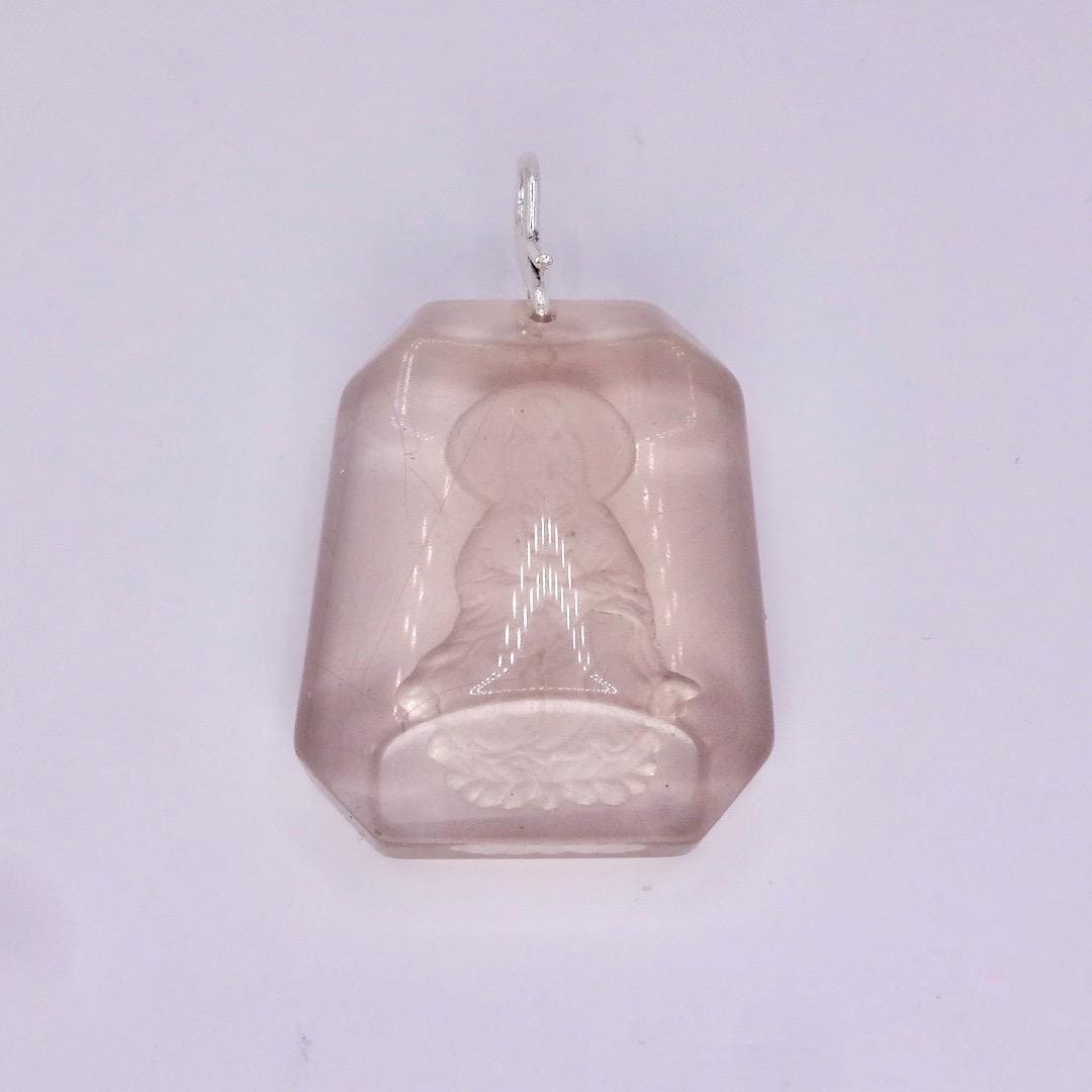 Vintage Clear Crystal Buddha Choker 925 Sterling Silver Necklace