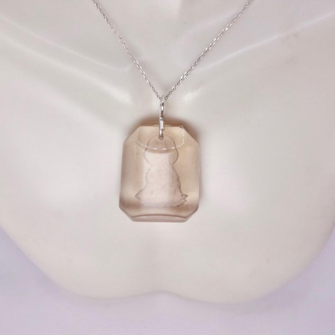 Vintage Clear Crystal Buddha Choker 925 Sterling Silver Necklace