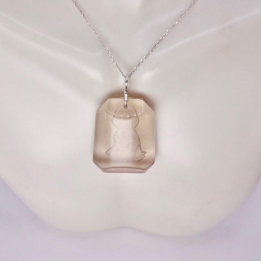 Vintage Clear Crystal Buddha Choker 925 Sterling Silver Necklace
