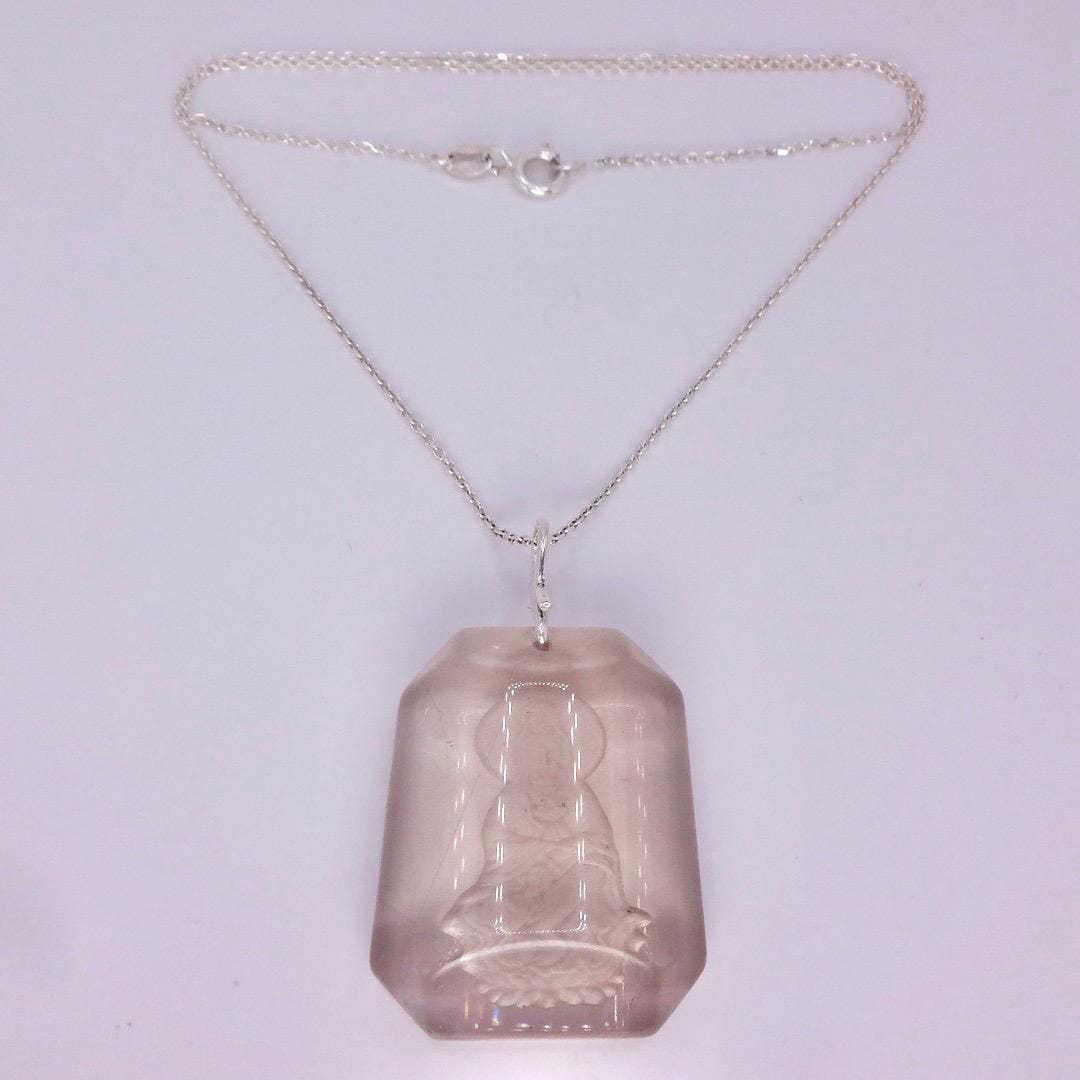 Vintage Clear Crystal Buddha Choker 925 Sterling Silver Necklace