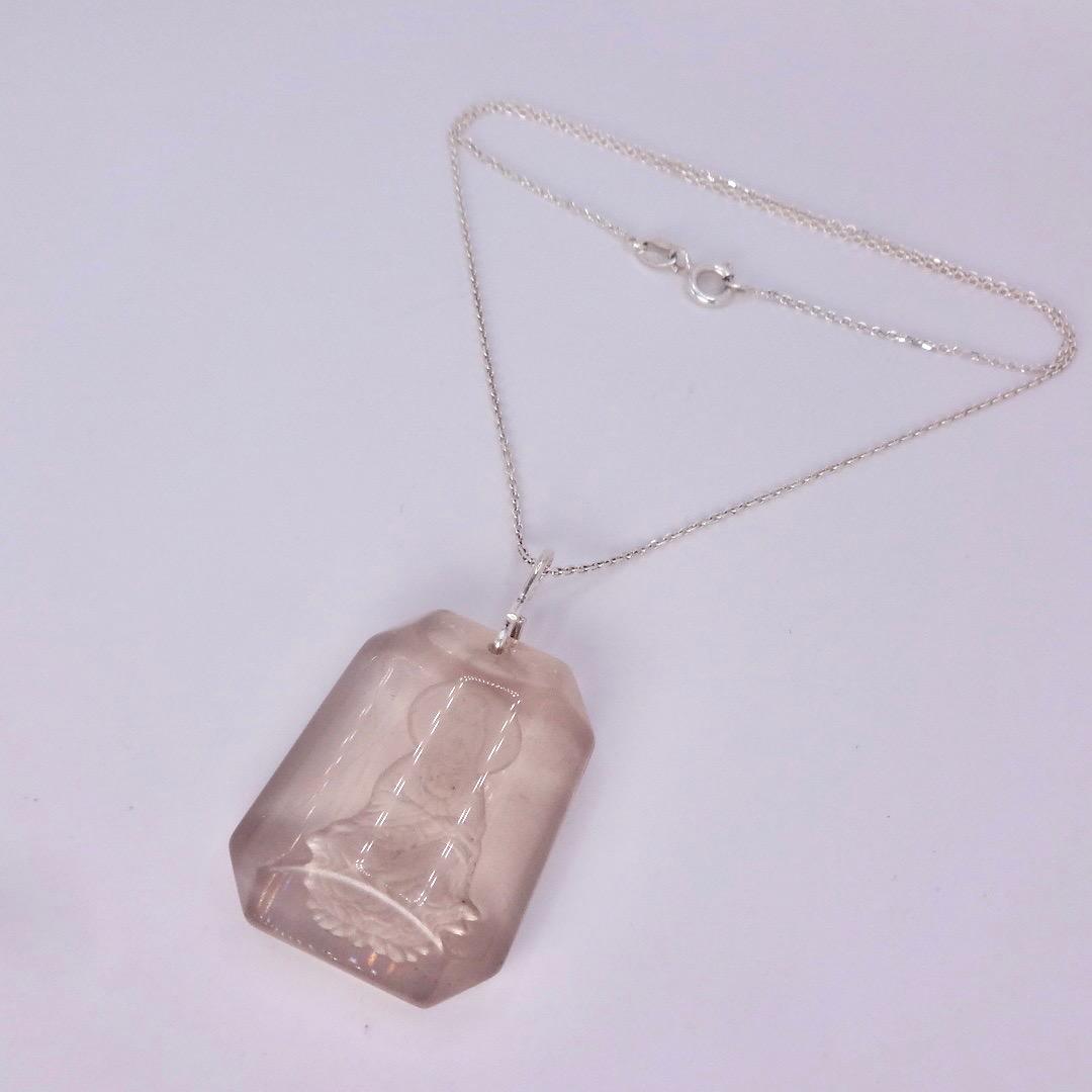 Vintage Clear Crystal Buddha Choker 925 Sterling Silver Necklace