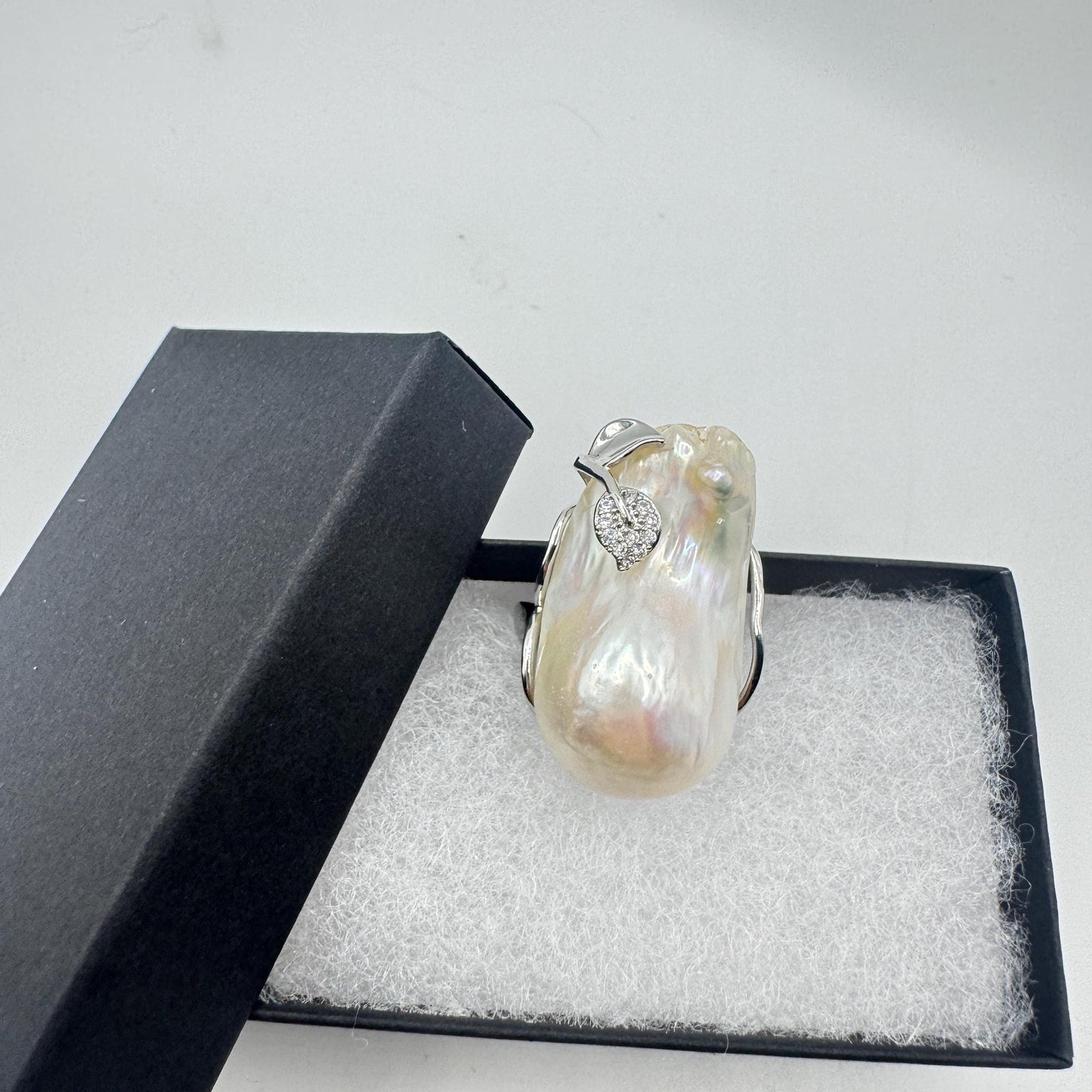 Vintage Biwa Pearl Ring 925 Sterling Silver Cocktail Statement Adjustable