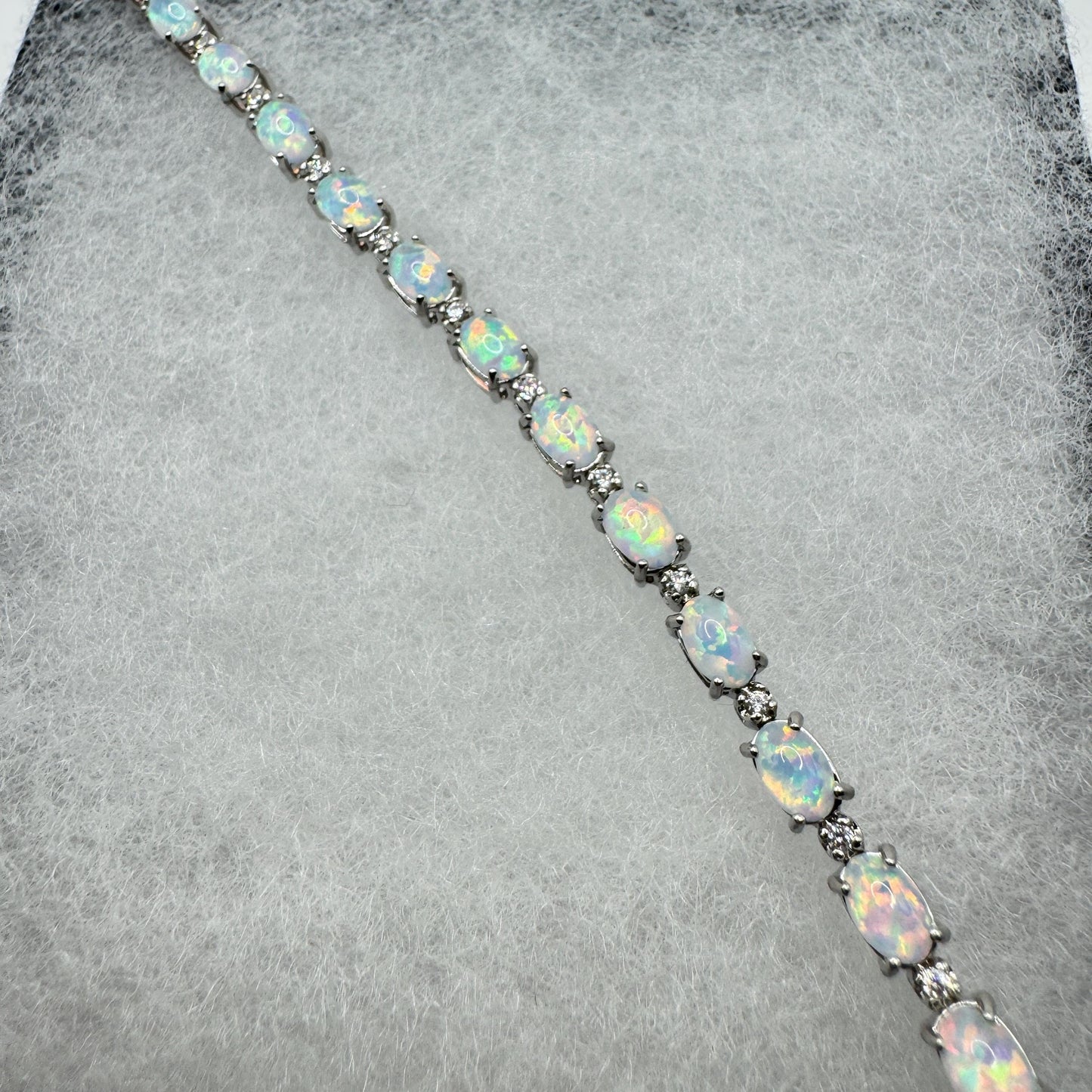 Vintage White Fire Opal Bracelet 925 Sterling Silver
