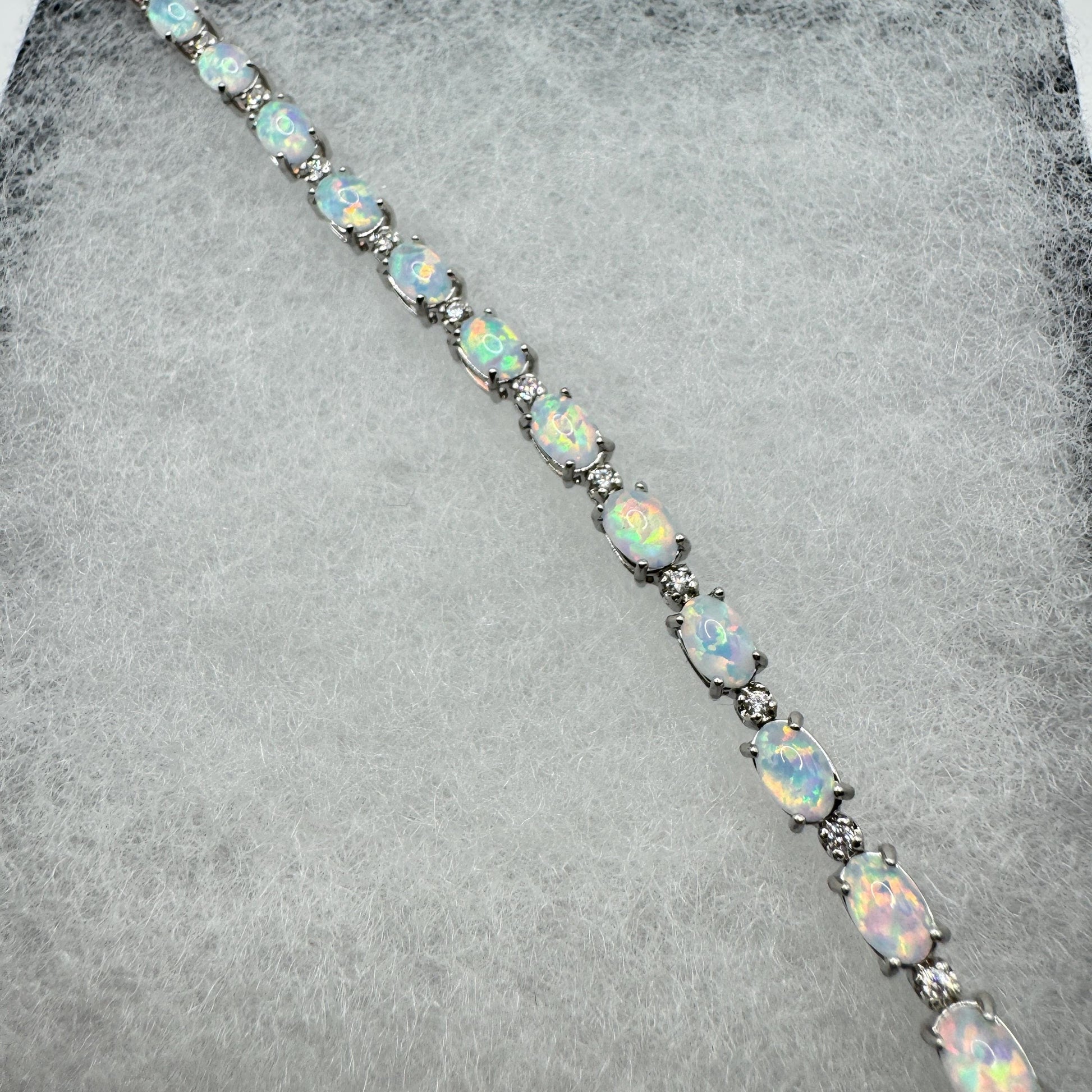 Vintage White Fire Opal Bracelet 925 Sterling Silver
