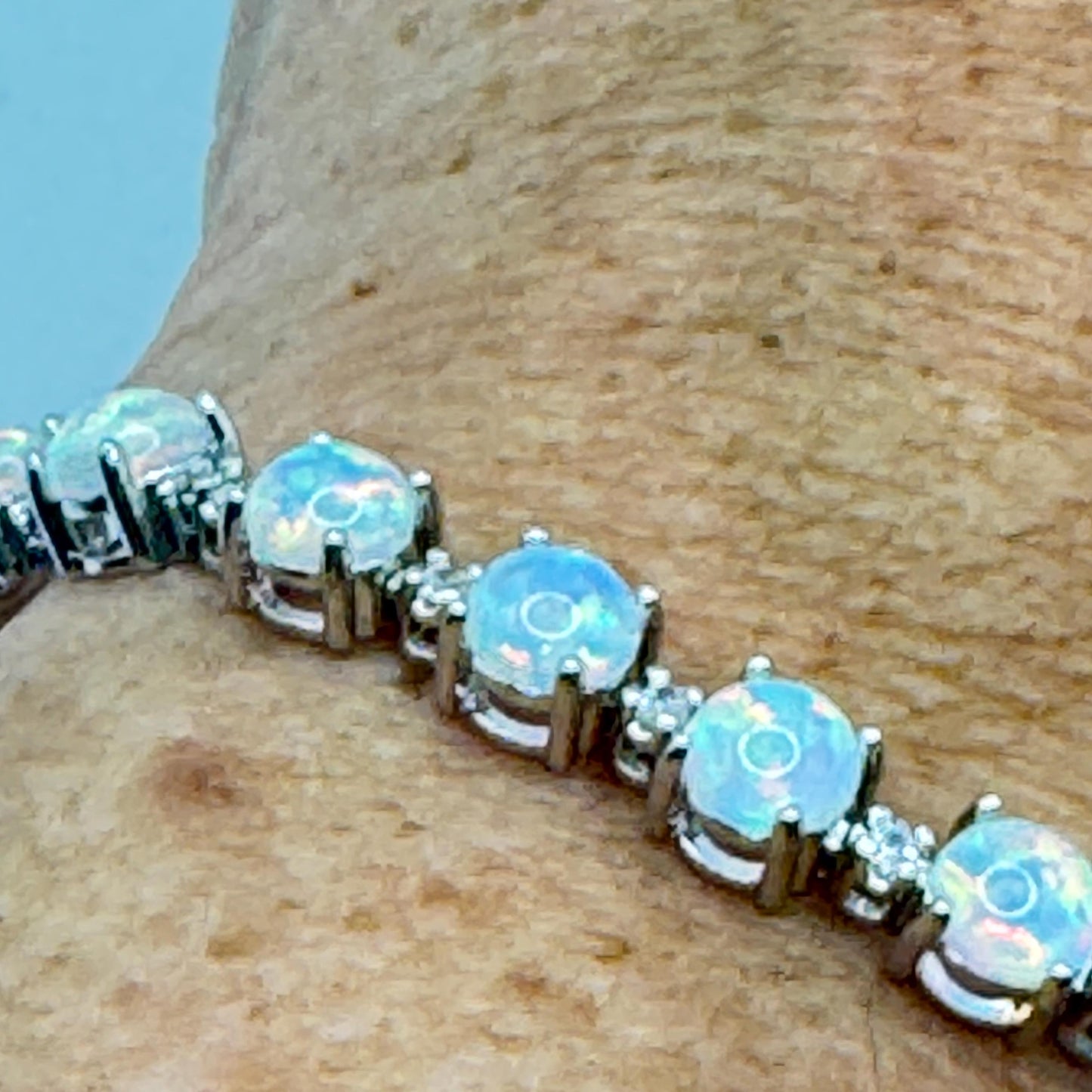 Vintage White Fire Opal Bracelet 925 Sterling Silver