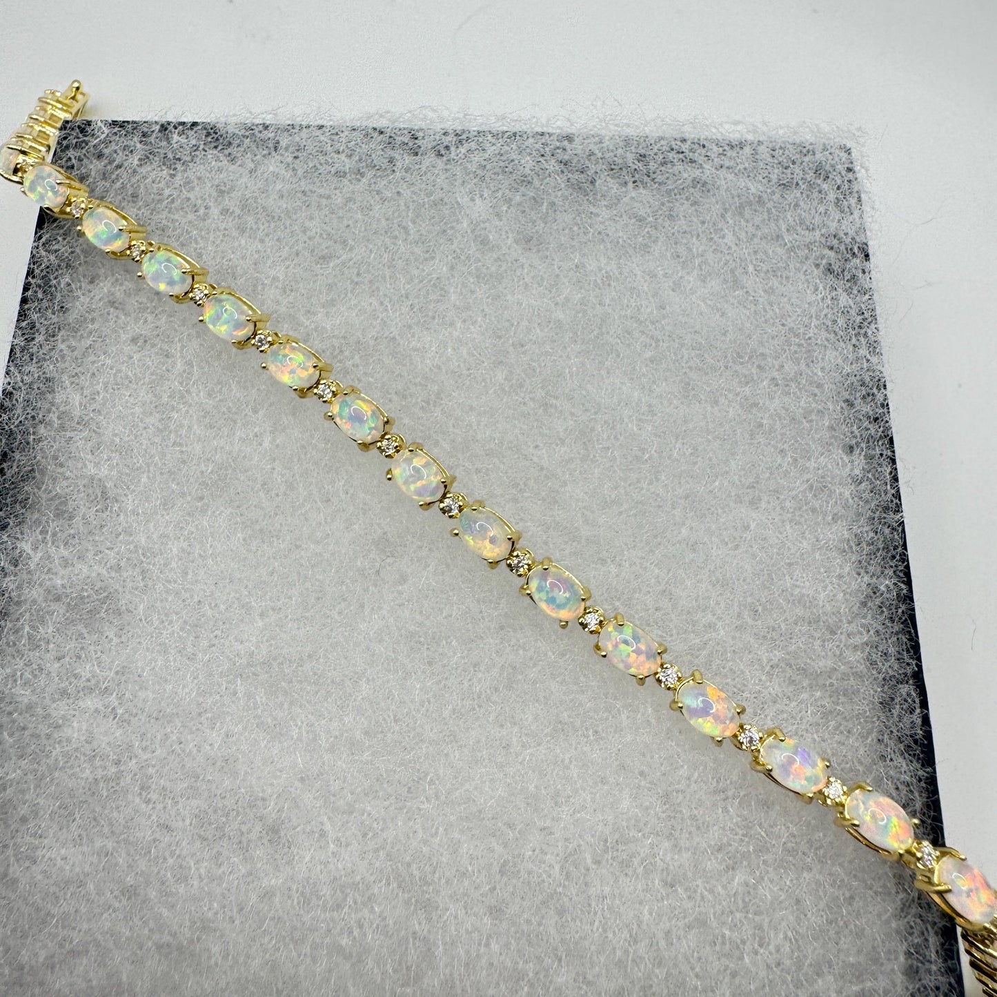 Vintage White Fire Opal Bracelet Golden 925 Sterling Silver