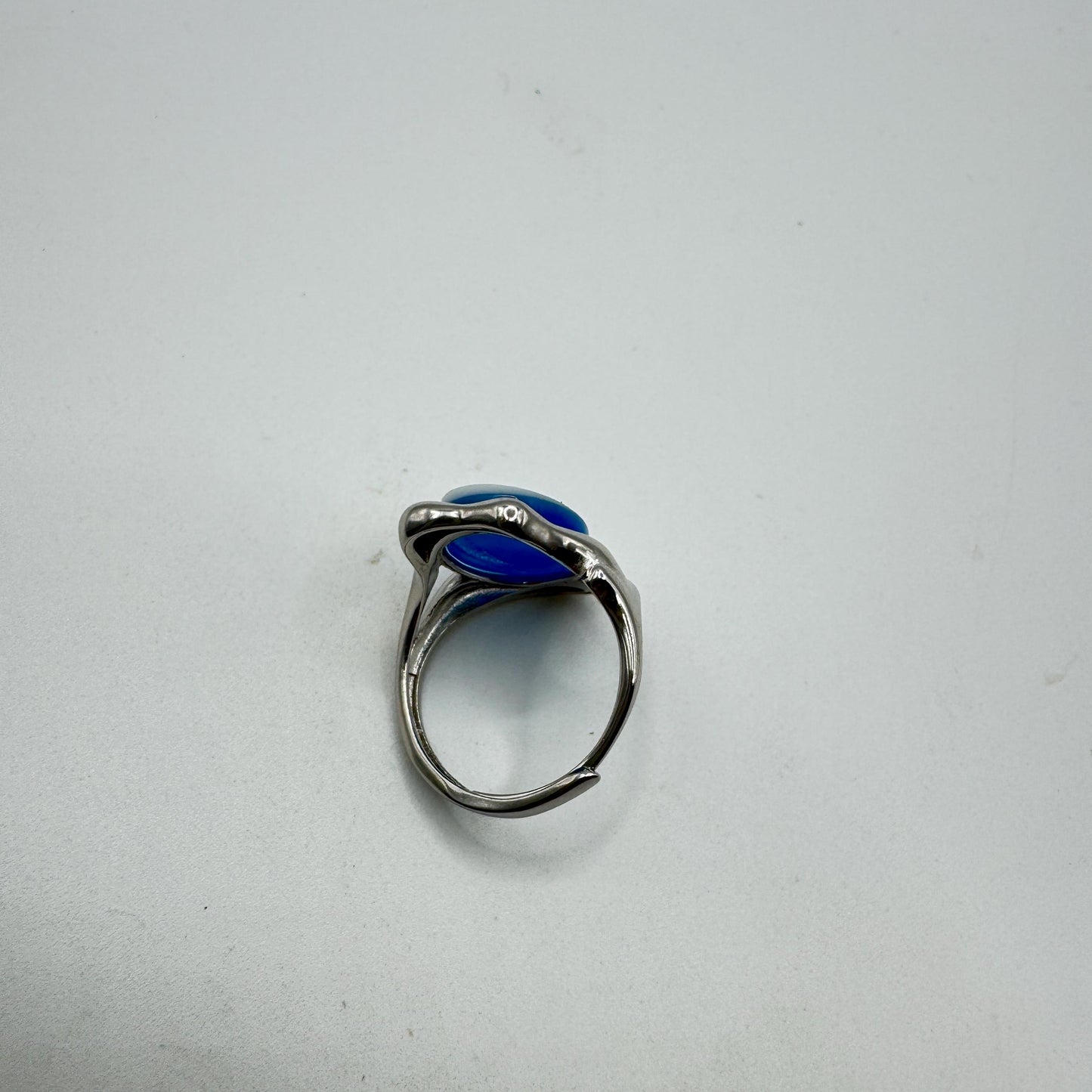 Vintage Blue Onyx Rose Cameo Golden 925 Sterling Silver Cocktail Ring