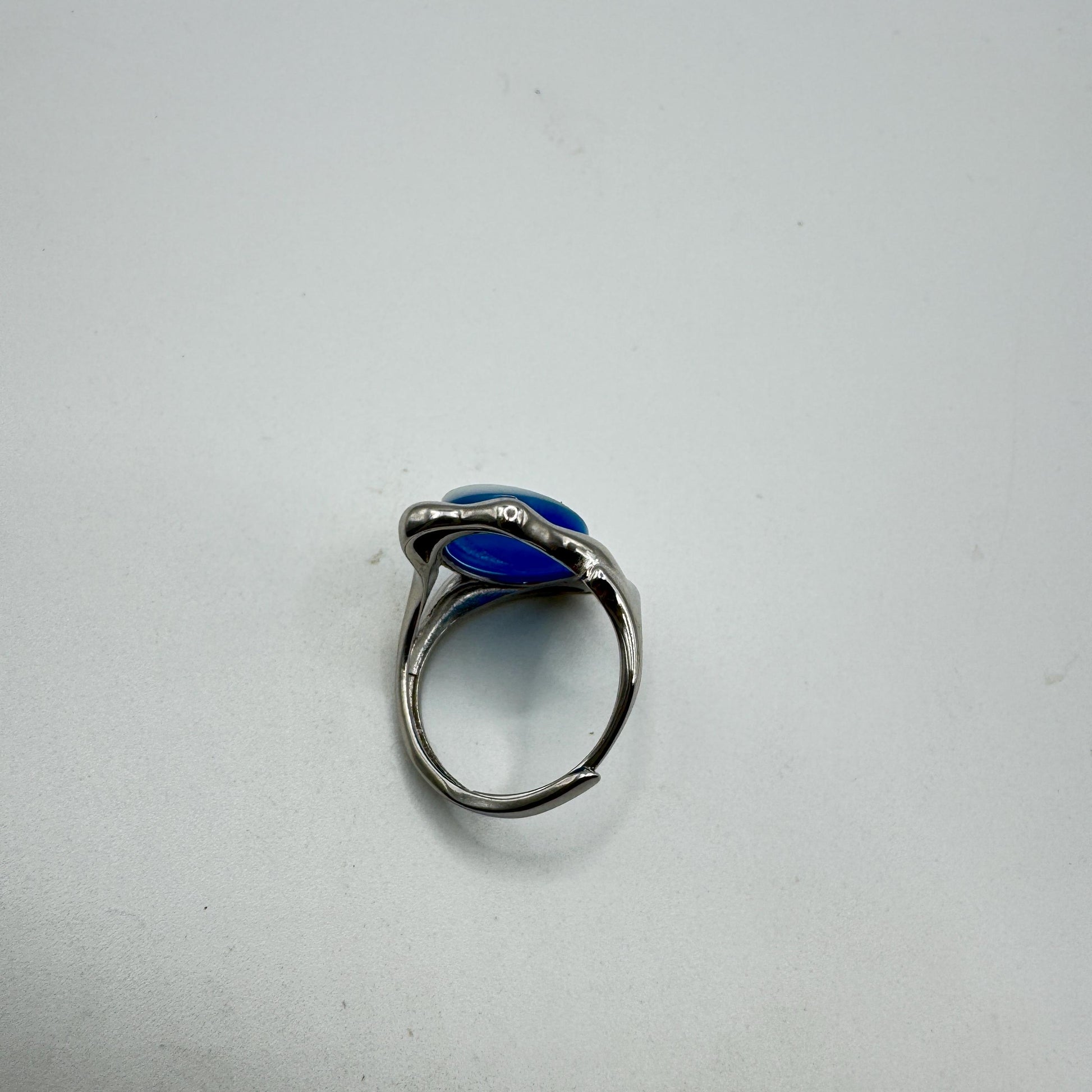 Vintage Blue Onyx Rose Cameo Golden 925 Sterling Silver Cocktail Ring