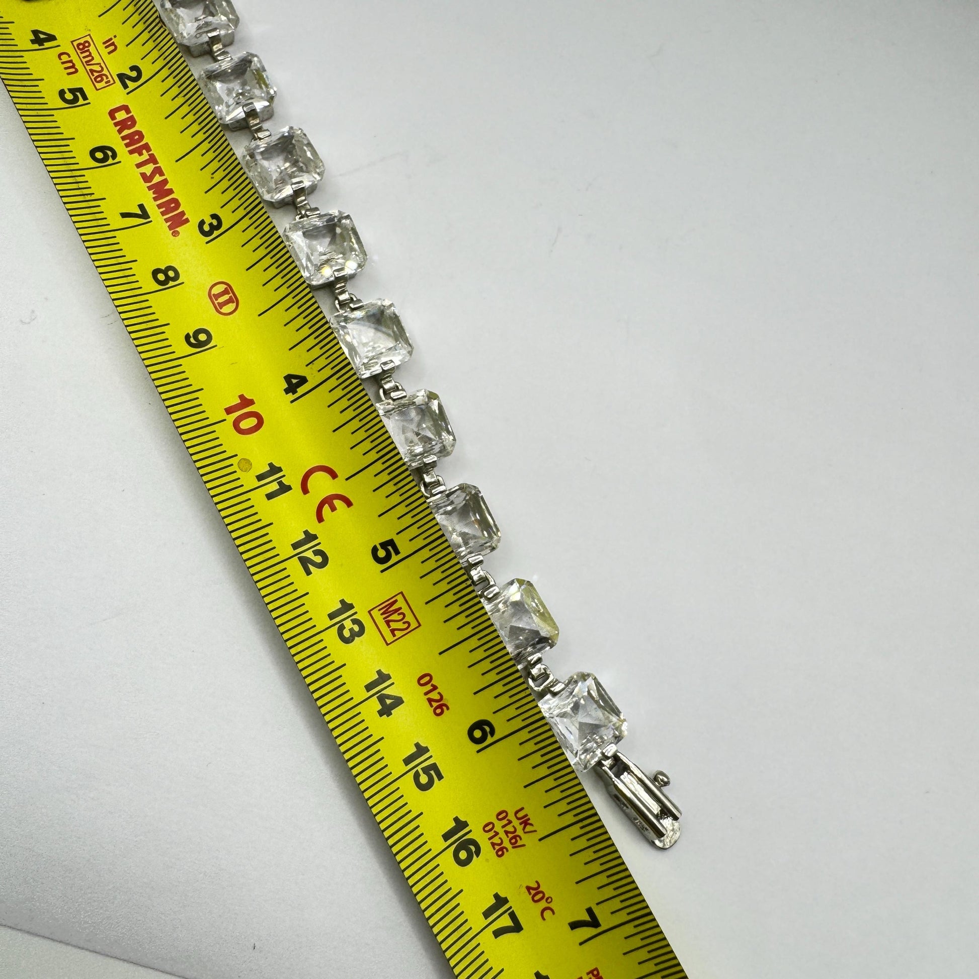 Vintage Cubic Zirconia Bracelet Sterling Silver Tennis