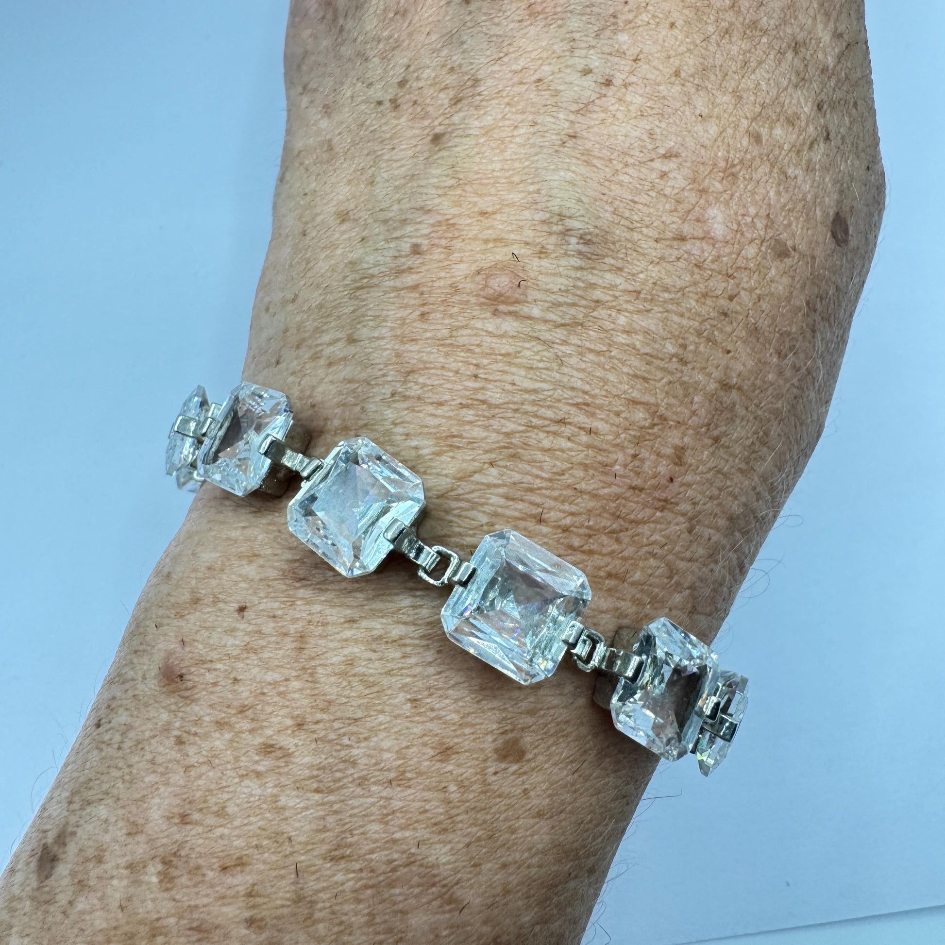 Vintage Cubic Zirconia Bracelet Sterling Silver Tennis