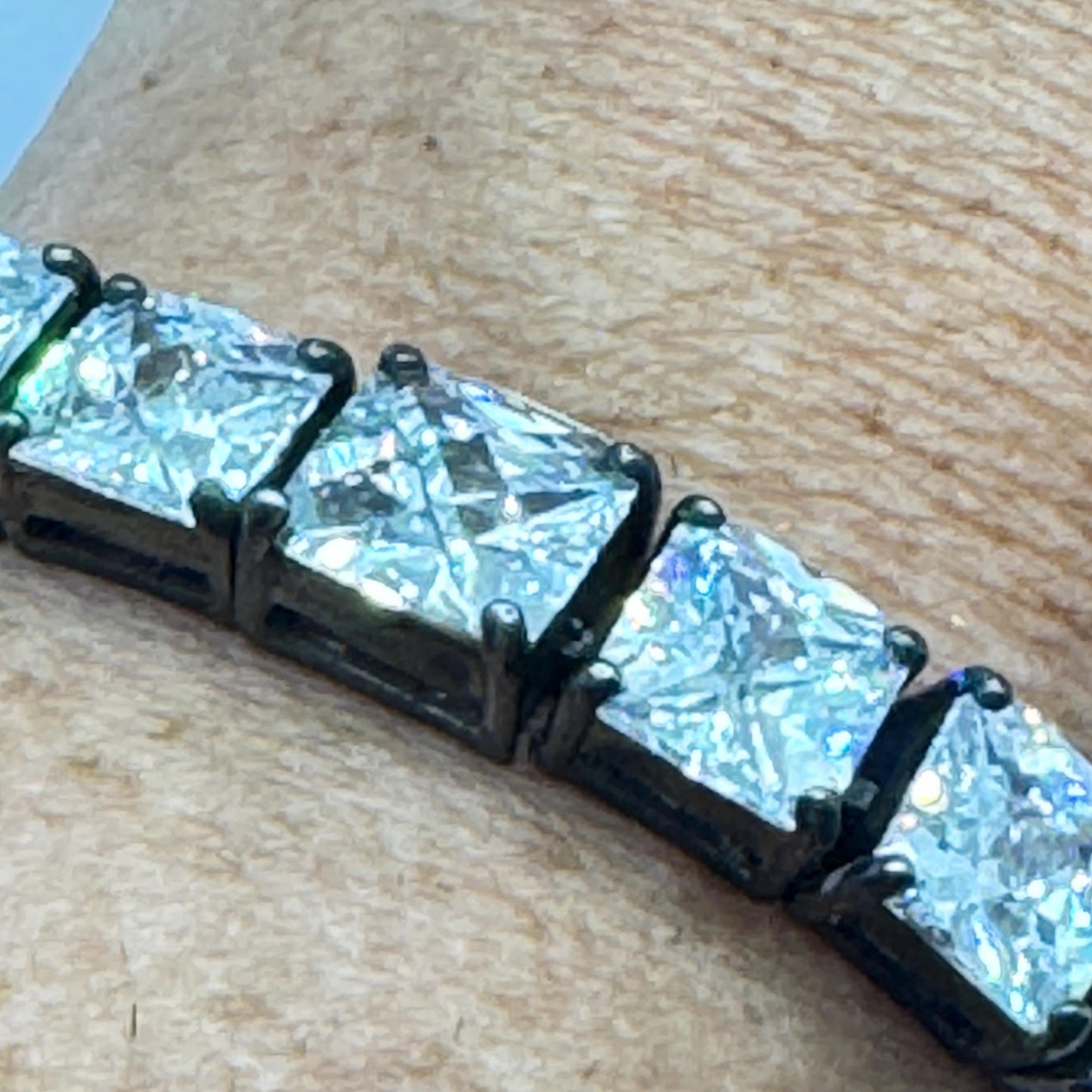 Vintage Cubic Zirconia Bracelet Sterling Silver Tennis