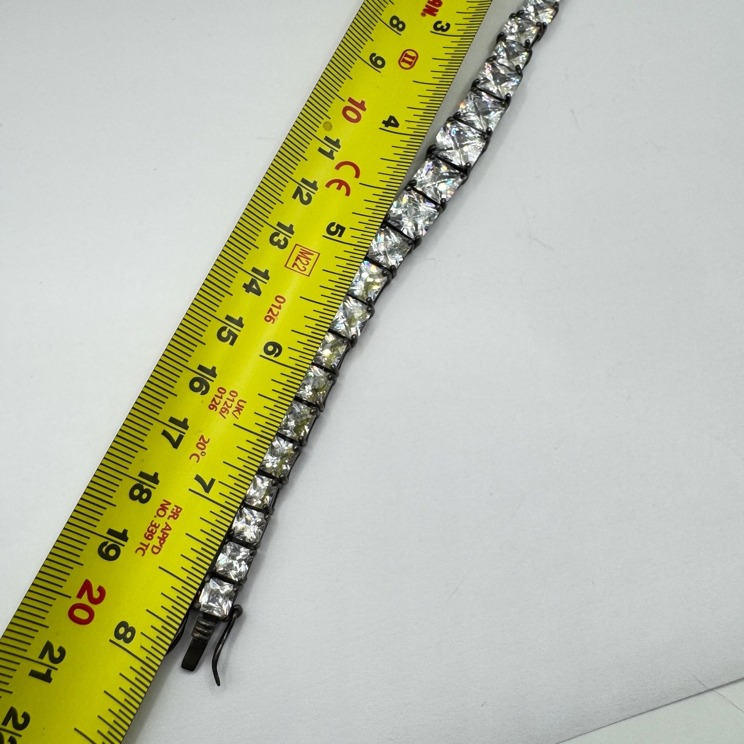 Vintage Cubic Zirconia Bracelet Sterling Silver Tennis