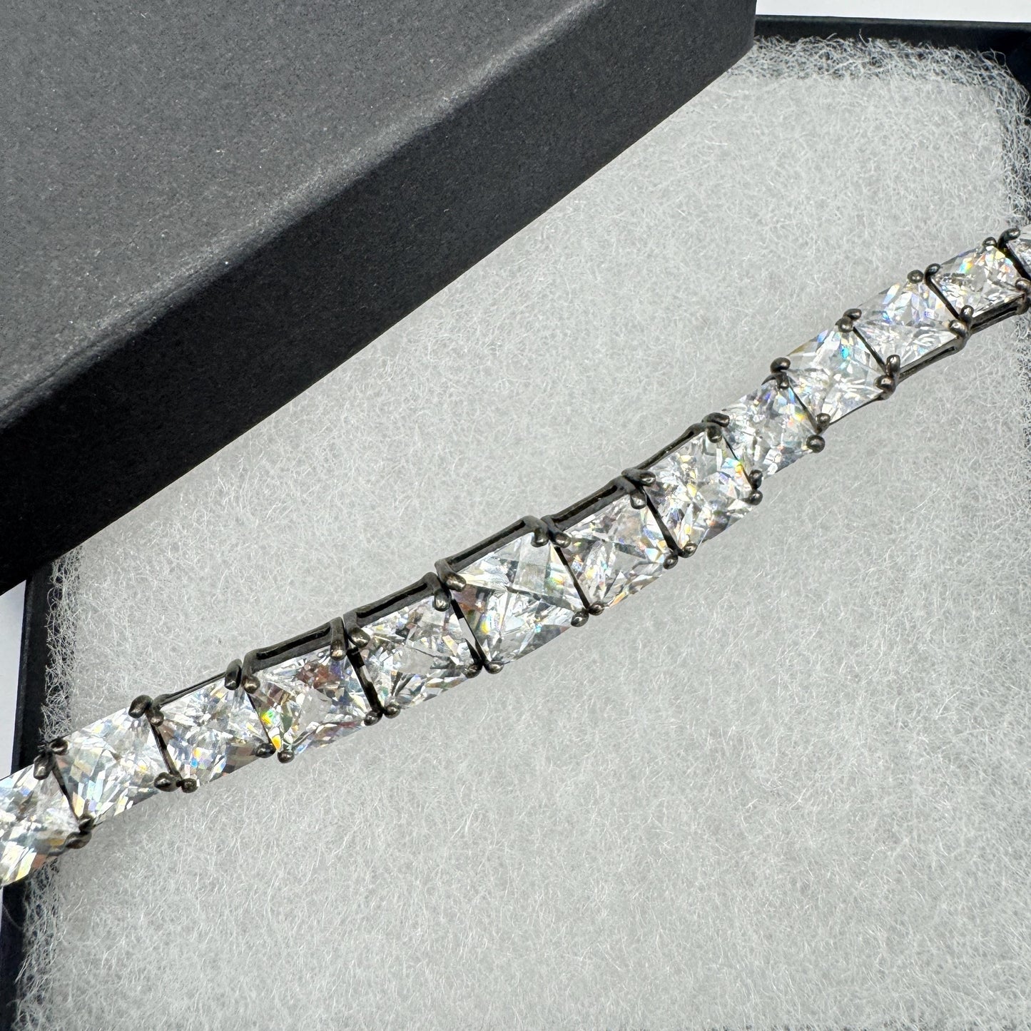 Vintage Cubic Zirconia Bracelet Sterling Silver Tennis