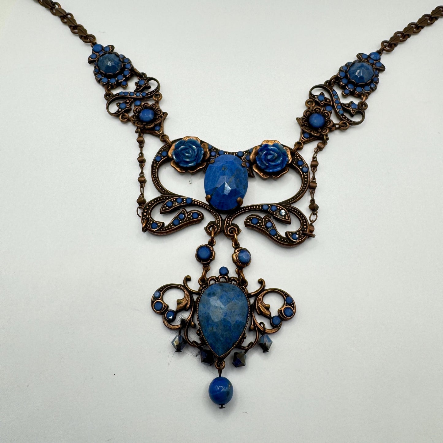 Vintage Blue Lapis Lazuli Statement Choker Necklace