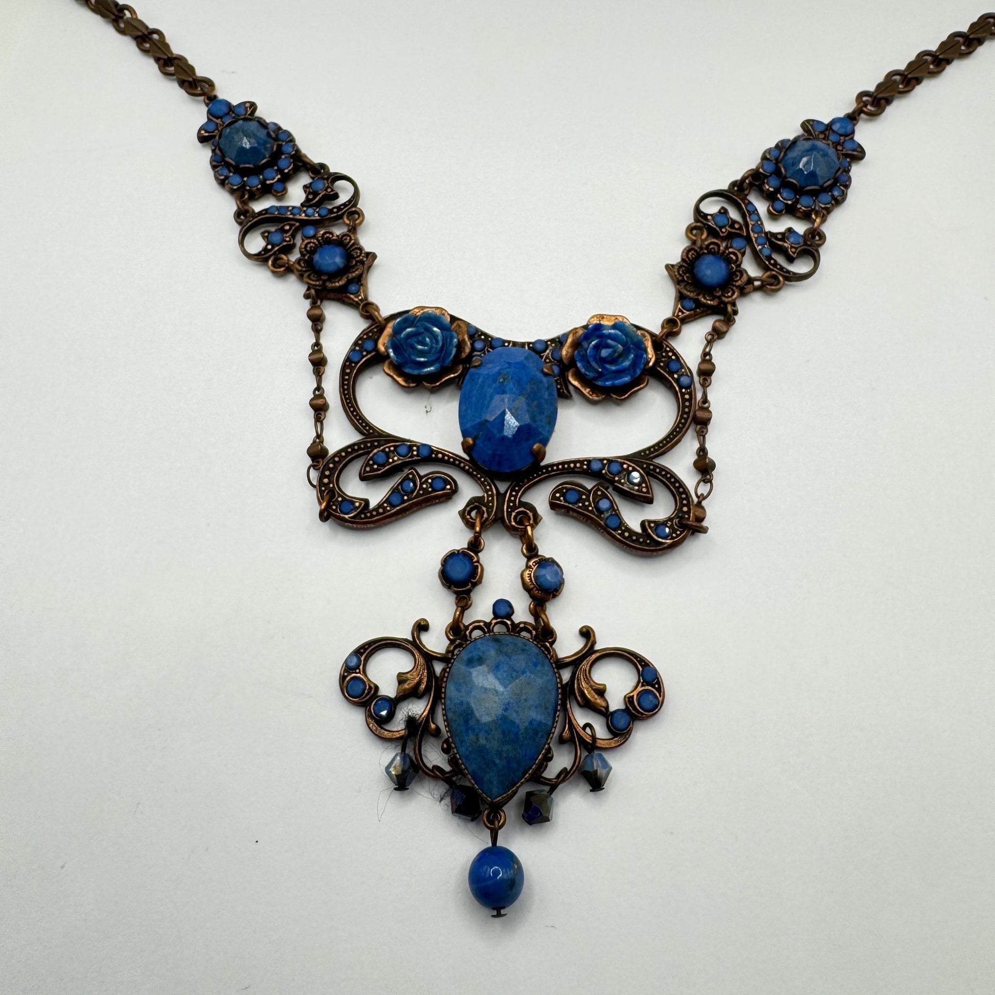 Vintage Blue Lapis Lazuli Statement Choker Necklace