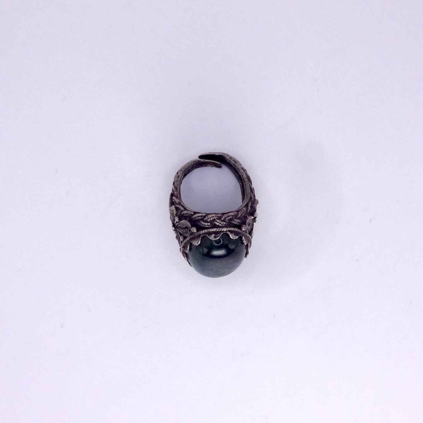 Vintage Green Stone of Eilat 925 Sterling Silver Statement Ring Adjustable