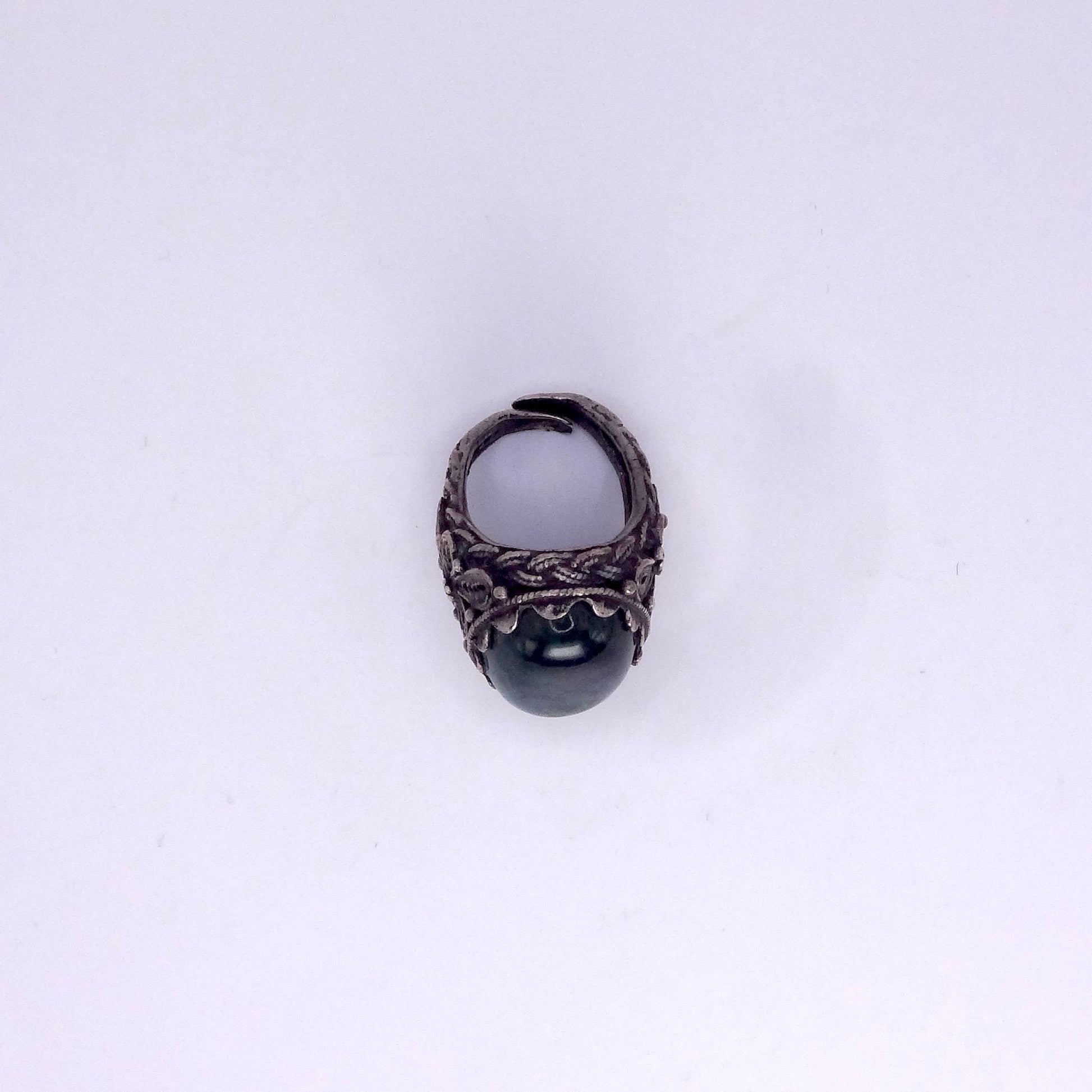 Vintage Green Stone of Eilat 925 Sterling Silver Statement Ring Adjustable