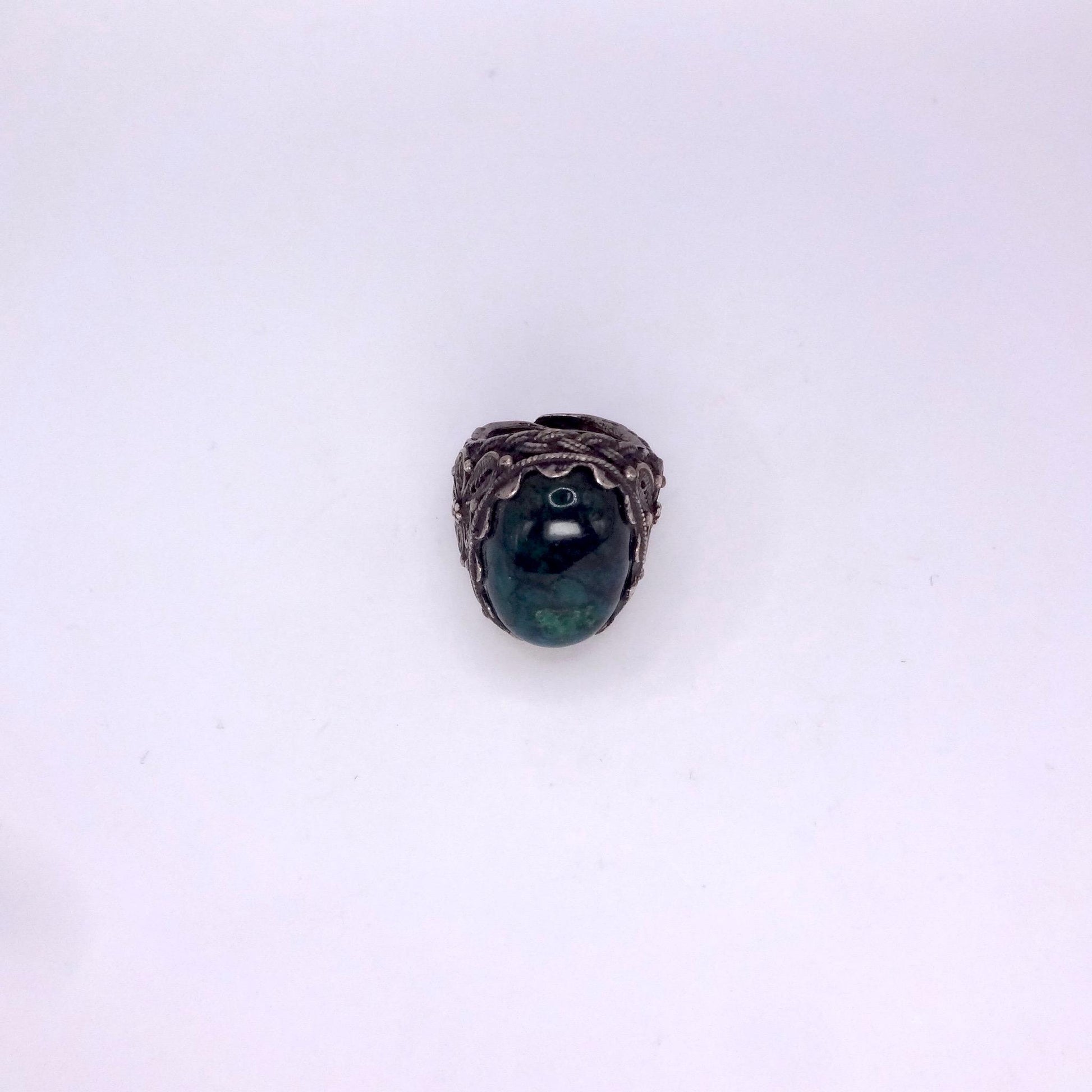 Vintage Green Stone of Eilat 925 Sterling Silver Statement Ring Adjustable