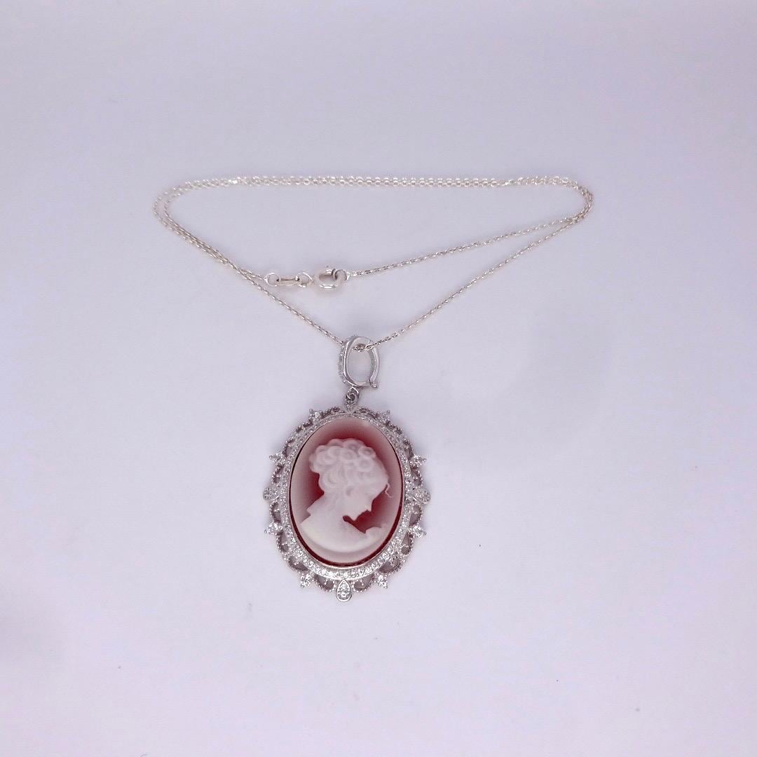 Vintage Red Onyx Cameo 925 Sterling silver Necklace Choker
