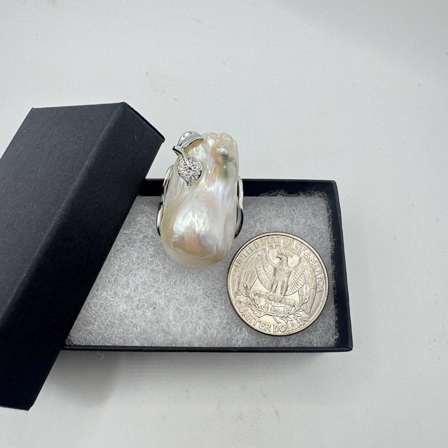Vintage Biwa Pearl Ring 925 Sterling Silver Cocktail Statement Adjustable