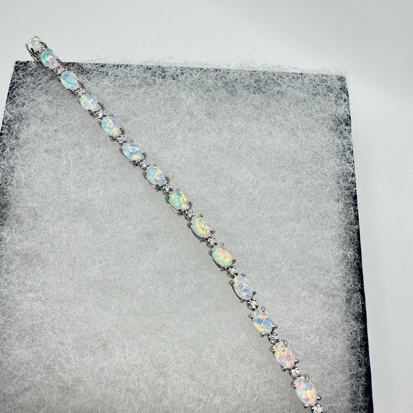 Vintage White Fire Opal Bracelet 925 Sterling Silver