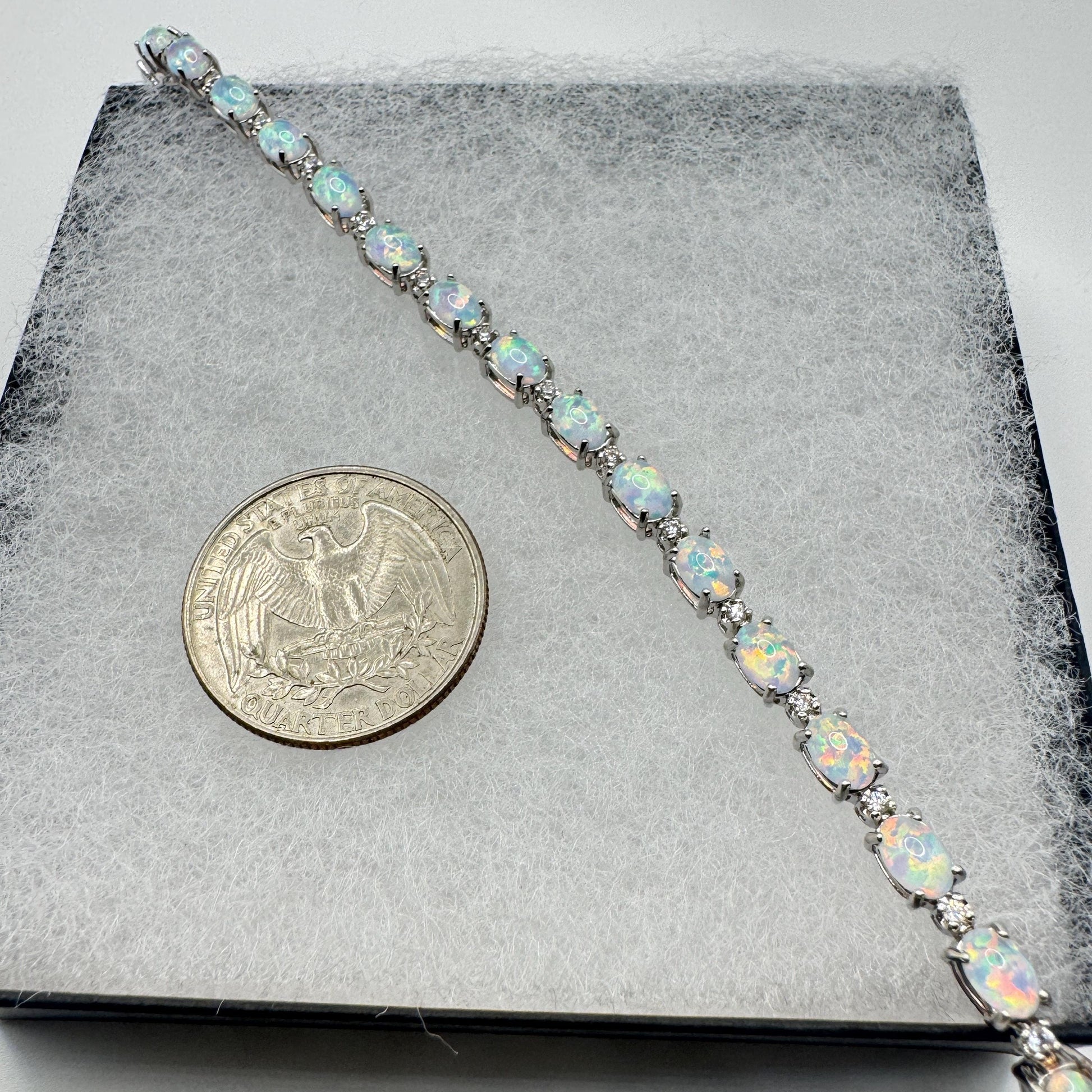 Vintage White Fire Opal Bracelet 925 Sterling Silver