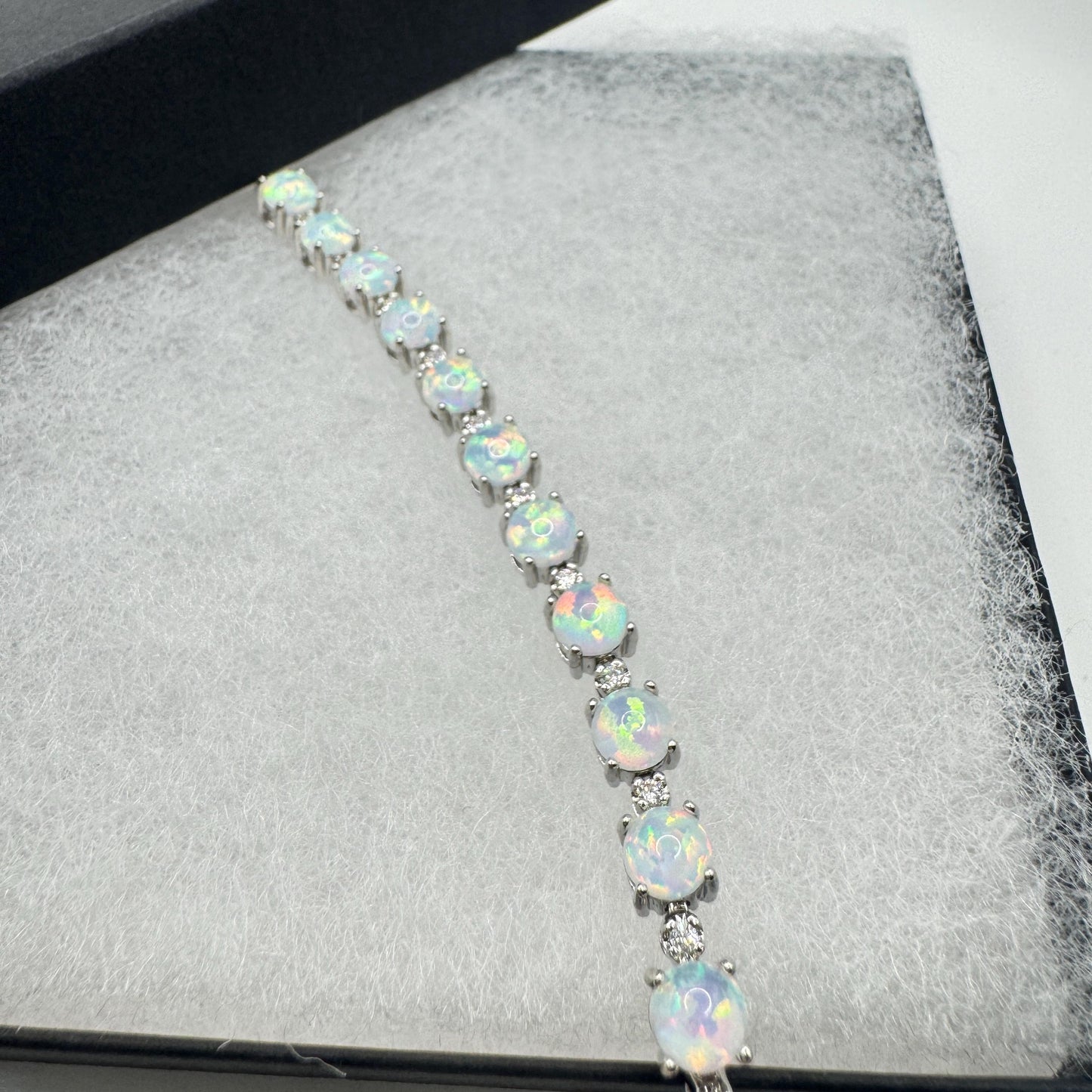 Vintage White Fire Opal Bracelet 925 Sterling Silver