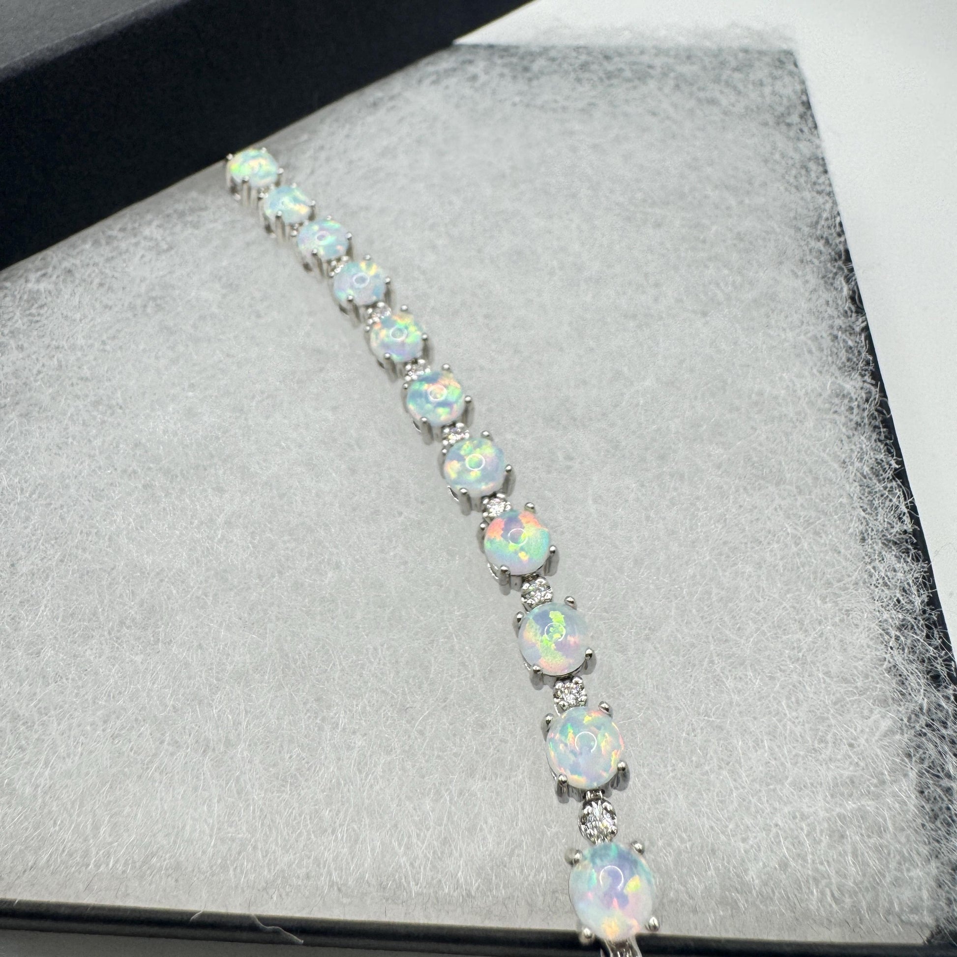Vintage White Fire Opal Bracelet 925 Sterling Silver