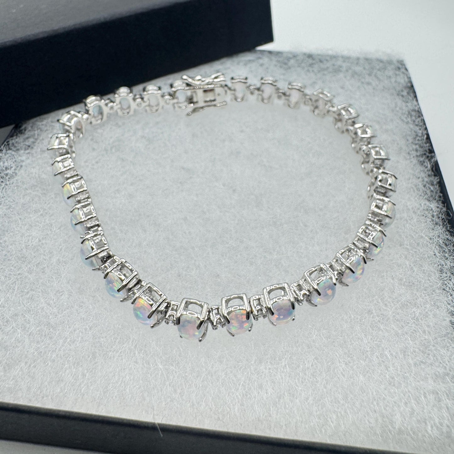 Vintage White Fire Opal Bracelet 925 Sterling Silver