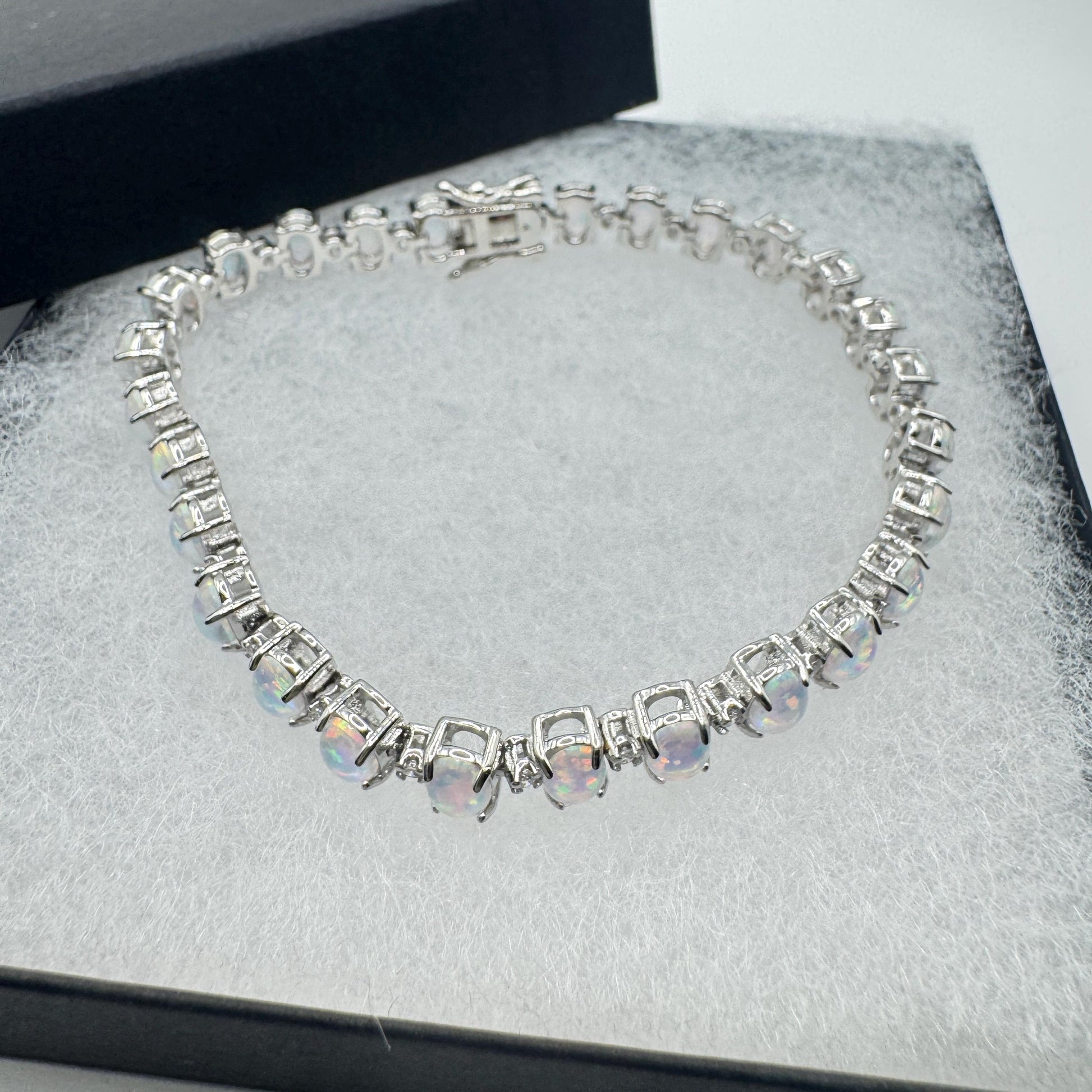 Vintage White Fire Opal Bracelet 925 Sterling Silver