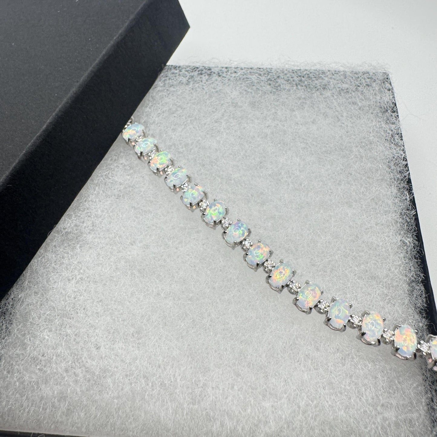 Vintage White Fire Opal Bracelet 925 Sterling Silver