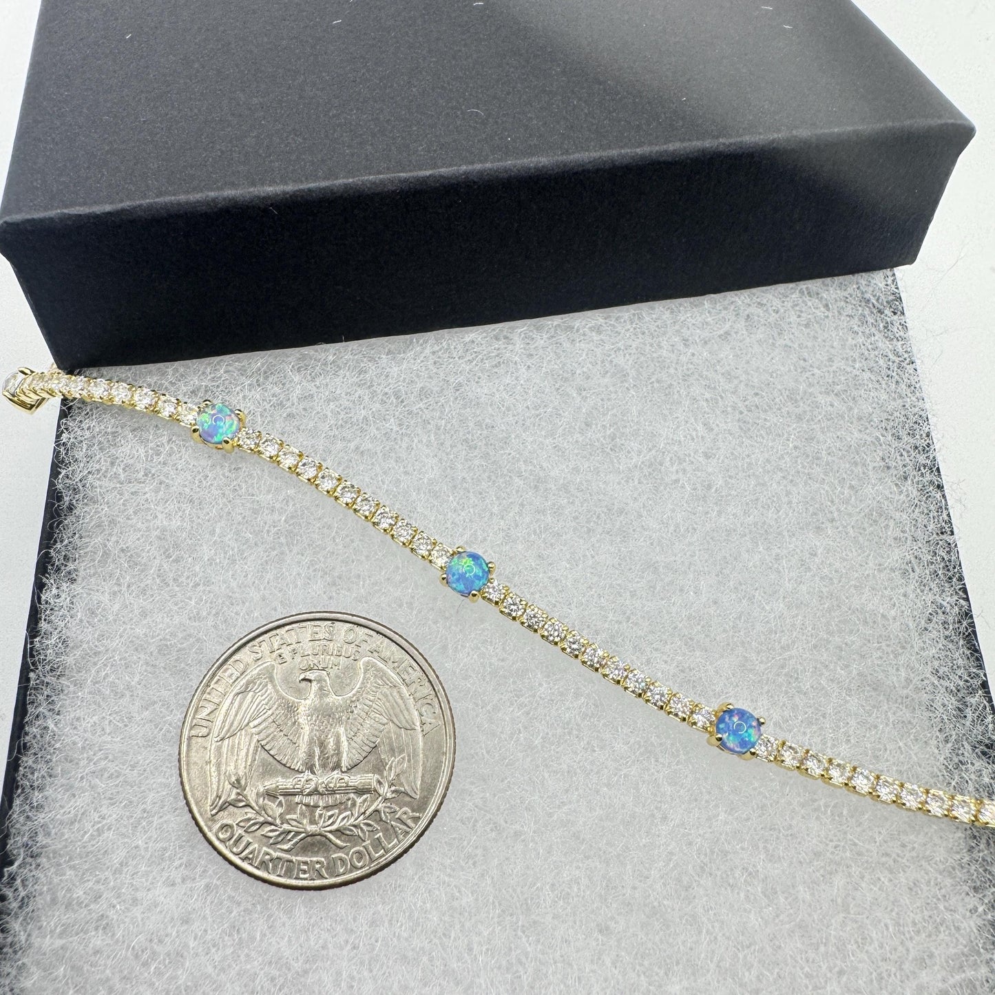 Vintage White Fire Opal Bracelet Golden 925 Sterling Silver
