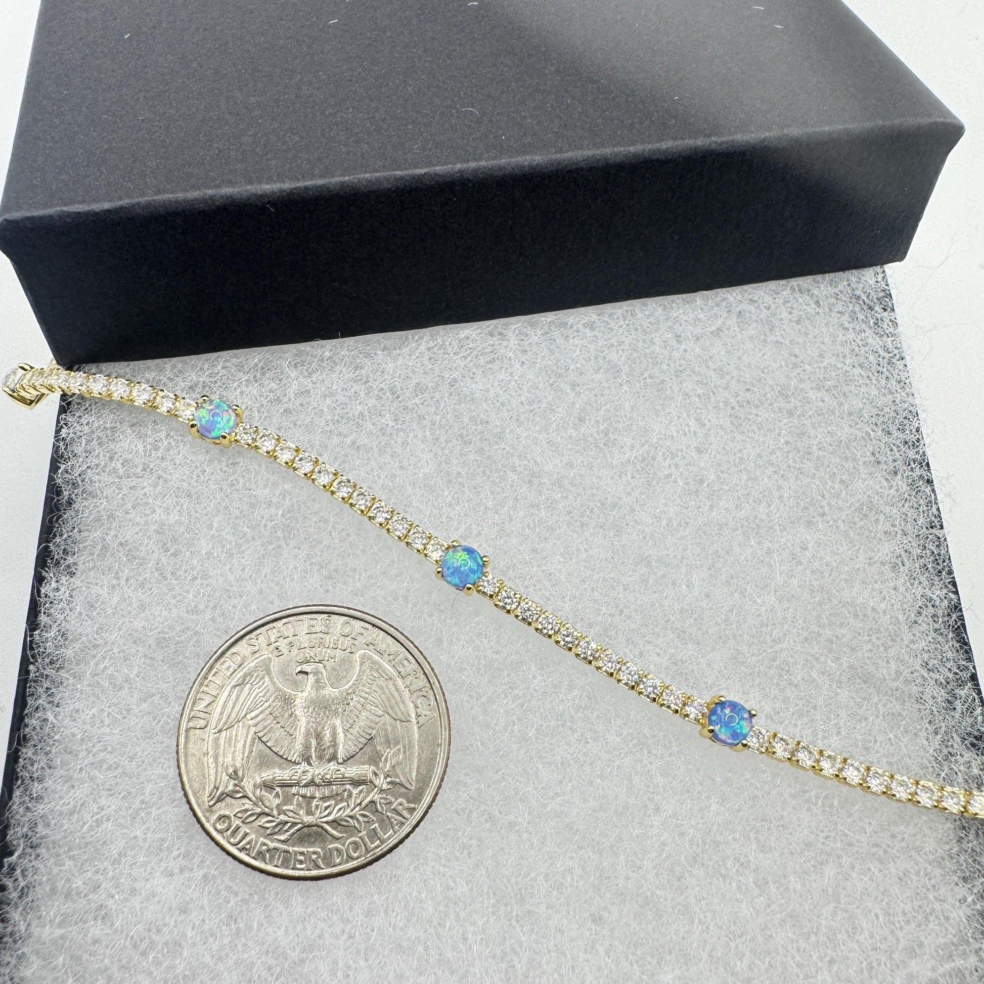 Vintage White Fire Opal Bracelet Golden 925 Sterling Silver