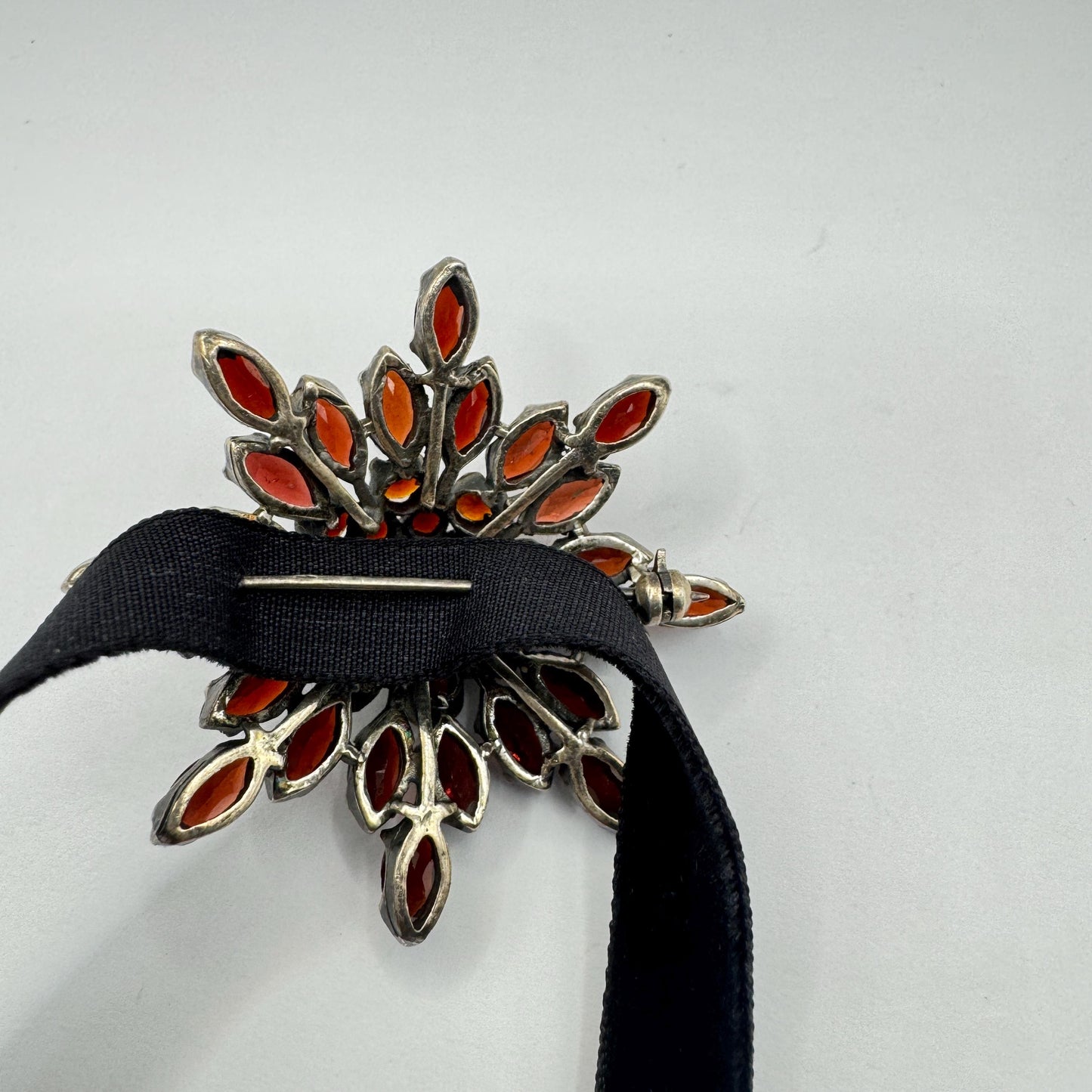 Vintage Red Bohemian Garnet 925 Sterling Silver Brooch