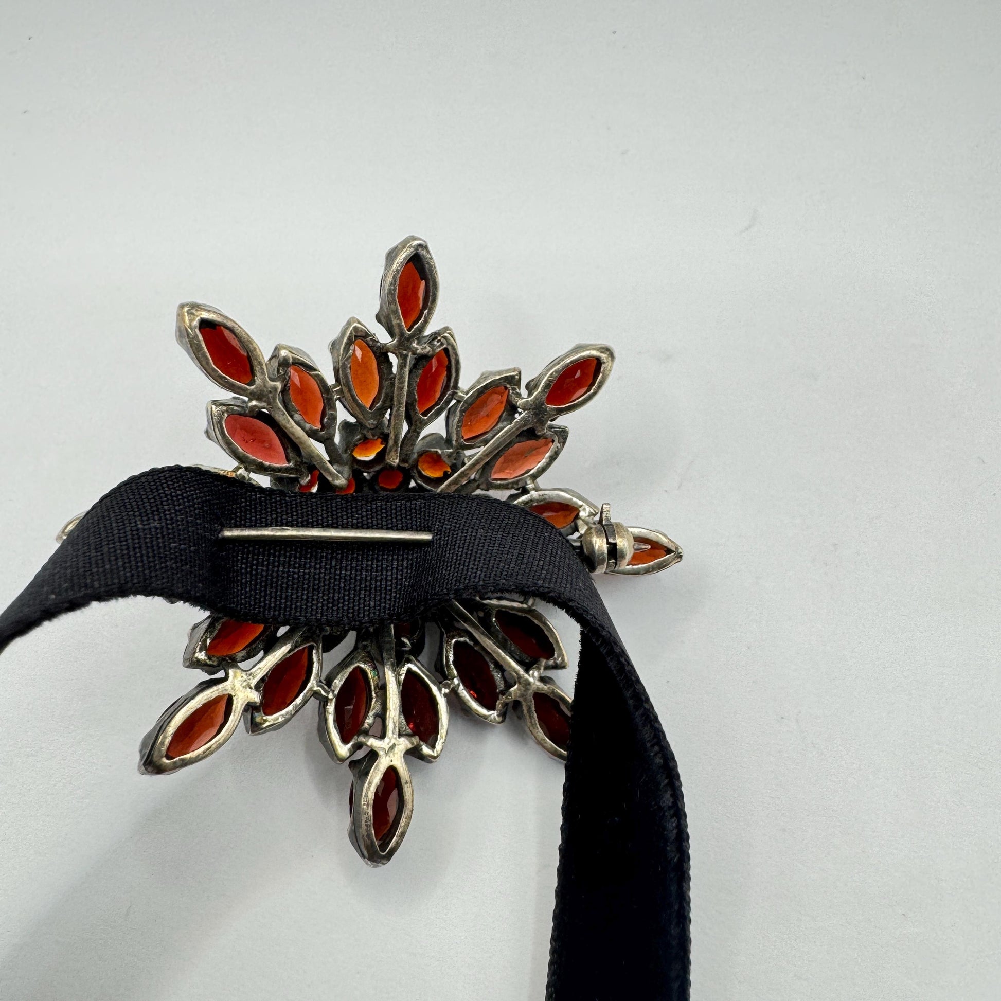Vintage Red Bohemian Garnet 925 Sterling Silver Brooch