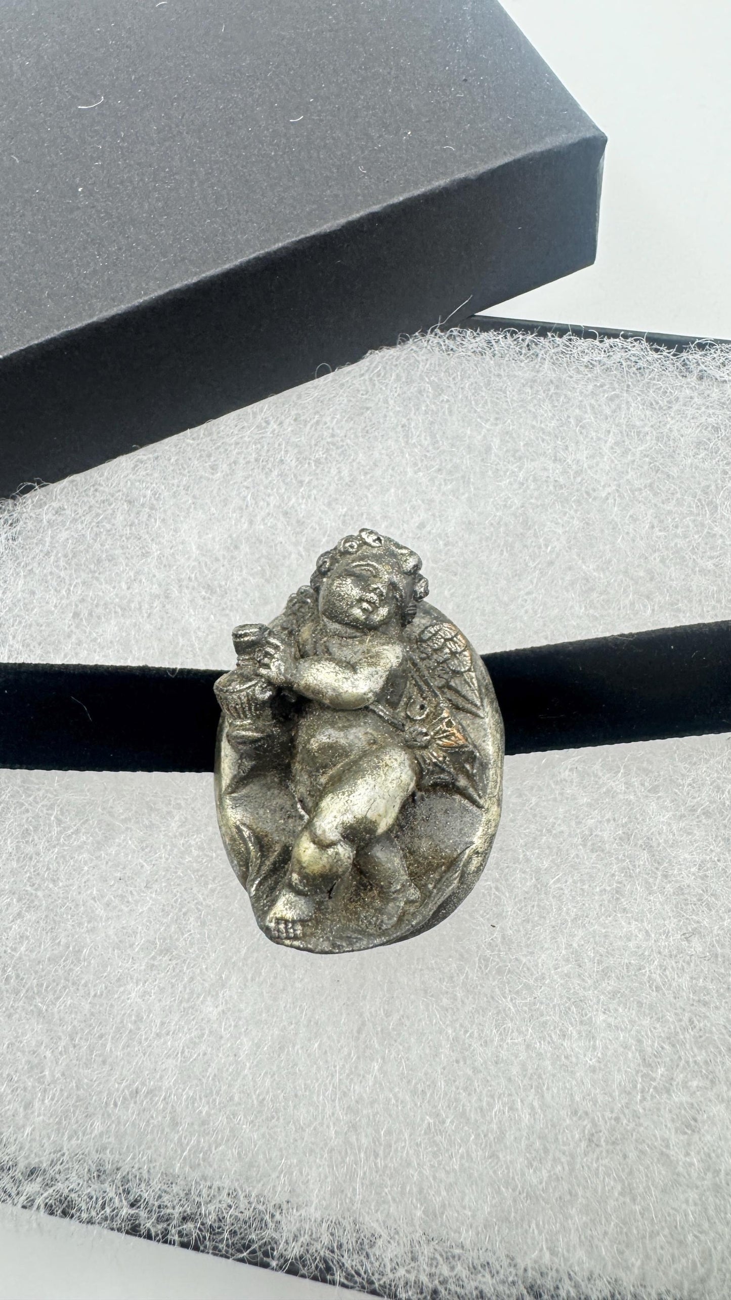 Vintage Deco Silver Bronze Angel Cherub Brooch Pin