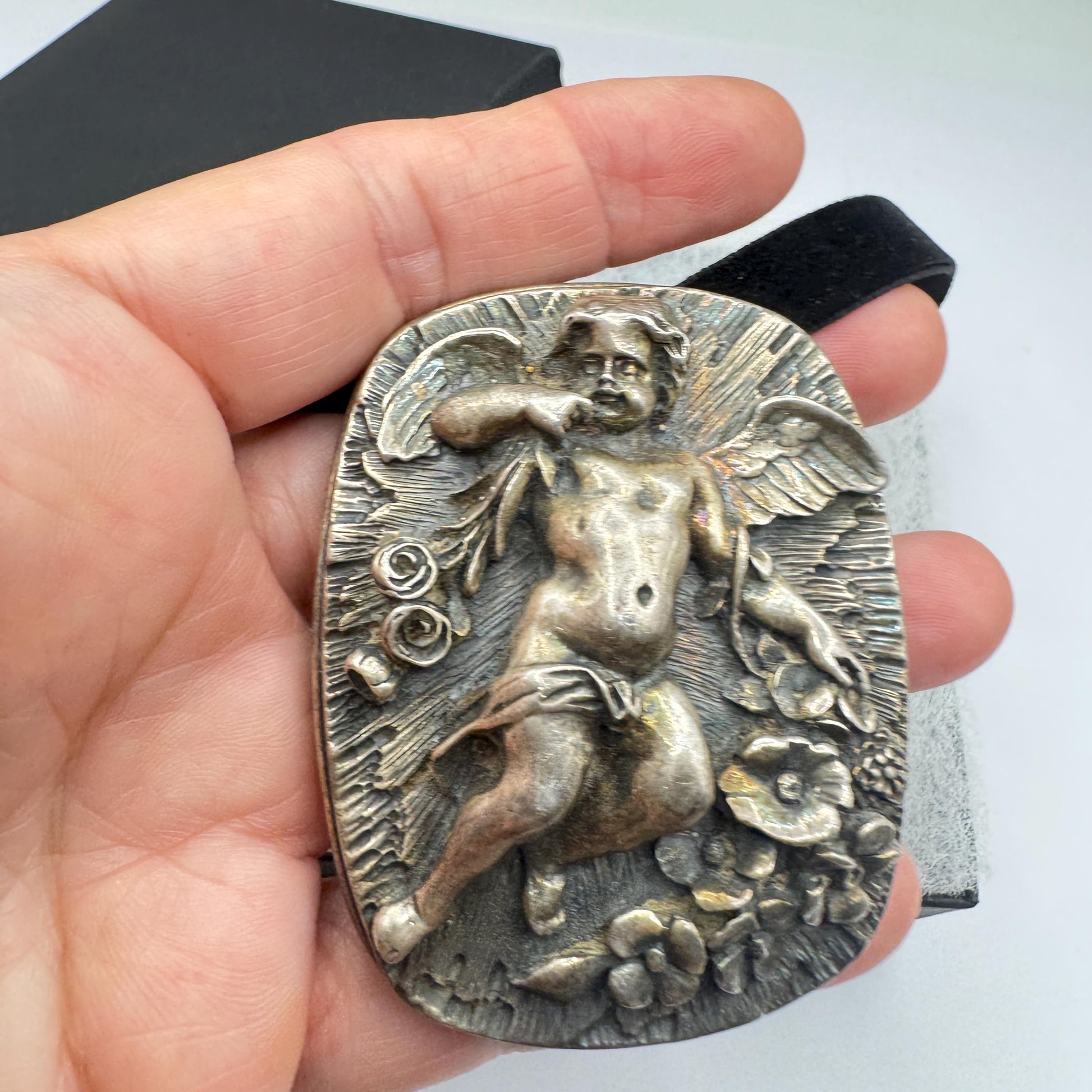 Vintage Deco 925 Sterling Silver Angel Cherub Brooch Pin